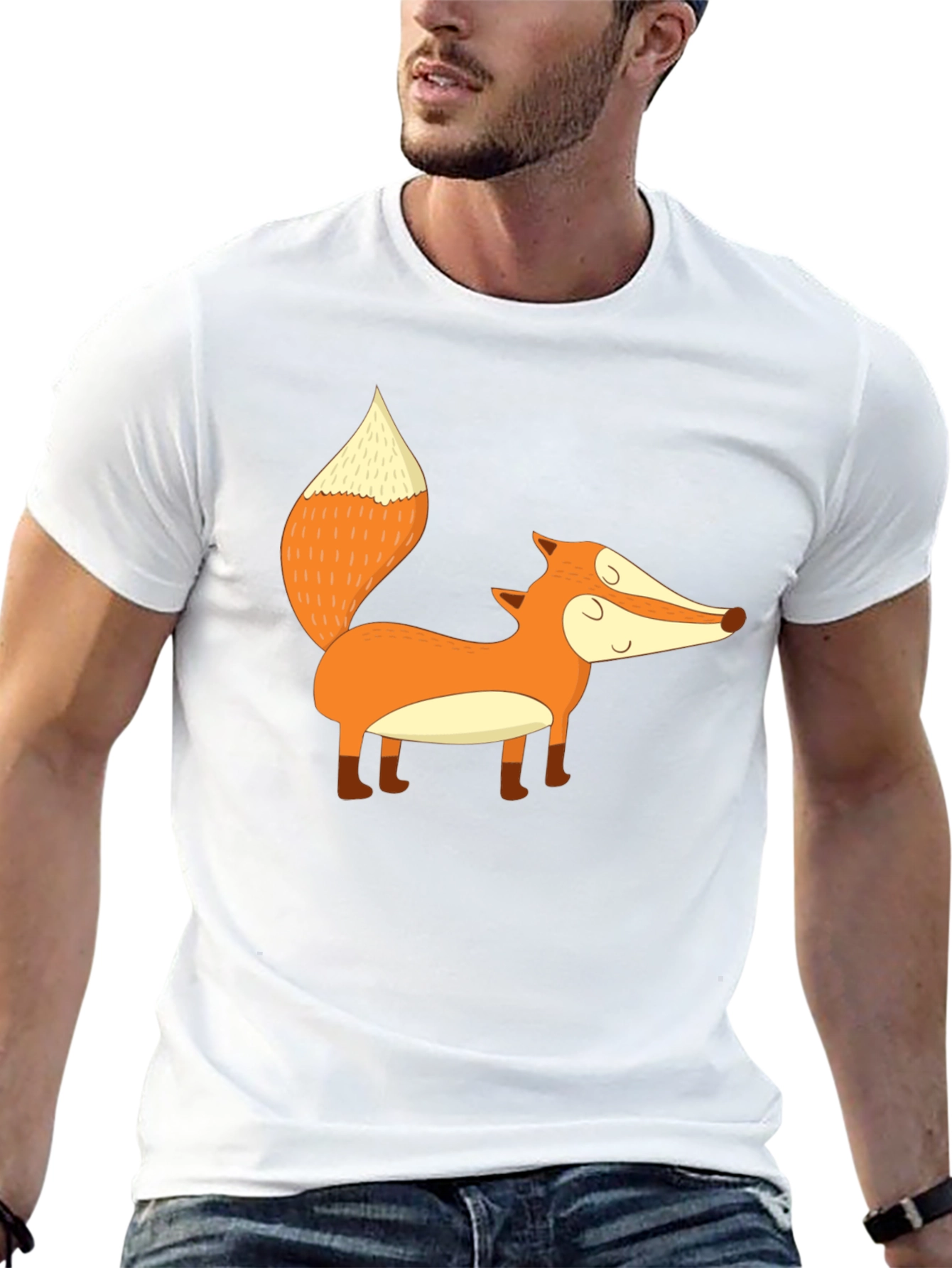 Cute Fox Graphic Black T-Shirt