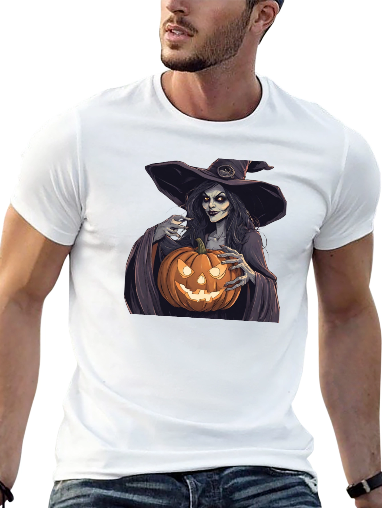 Witch Pumpkin Graphic Tee - Halloween T-Shirt
