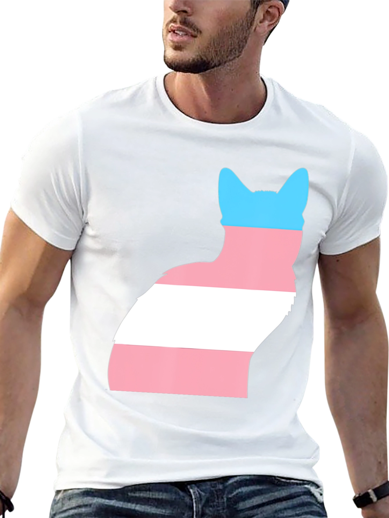 Transgender Pride Cat T-Shirt - Black