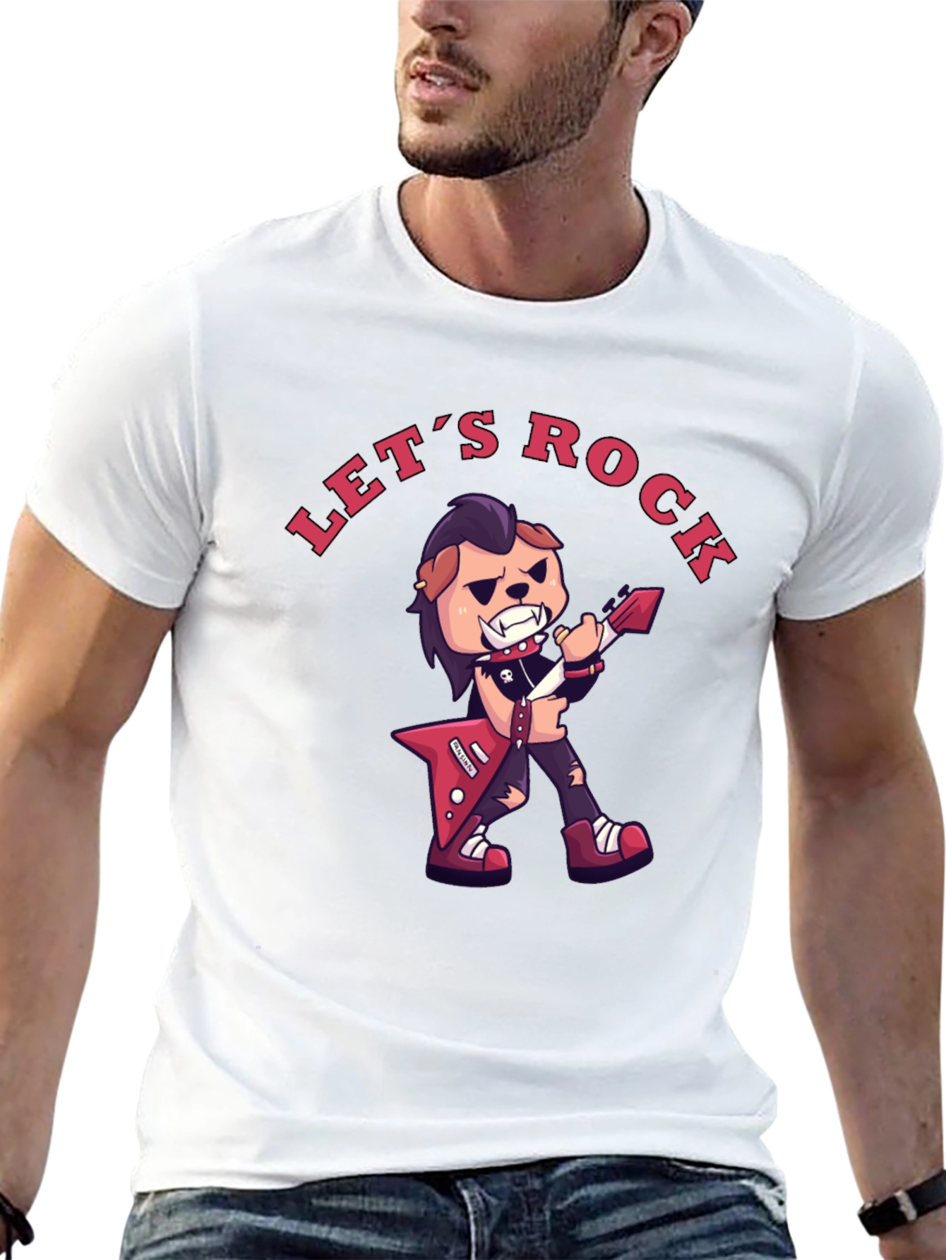 Lets Rock Graphic T-Shirt - Black Cotton Tee