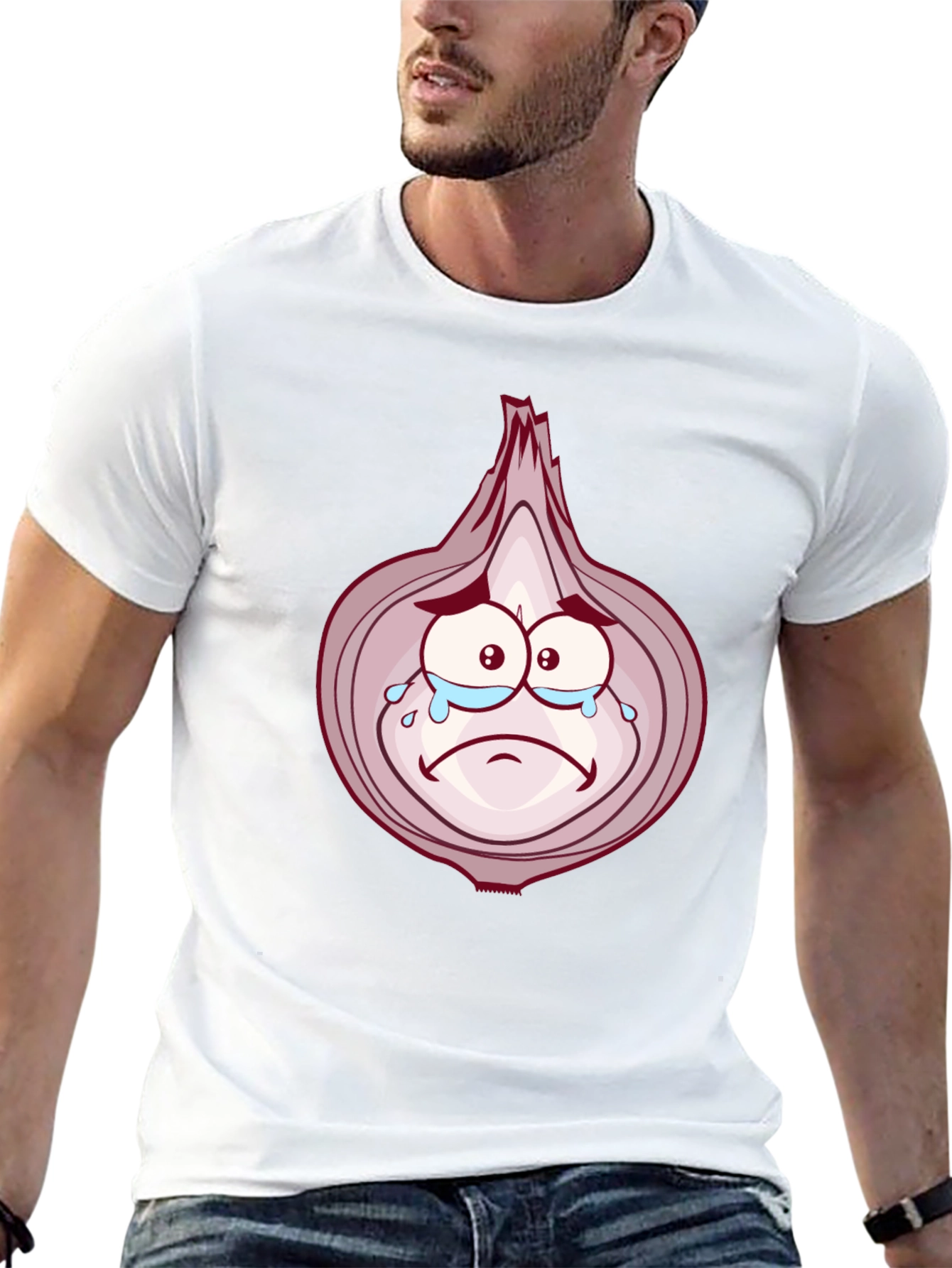 Sad Onion Cartoon Graphic T-Shirt