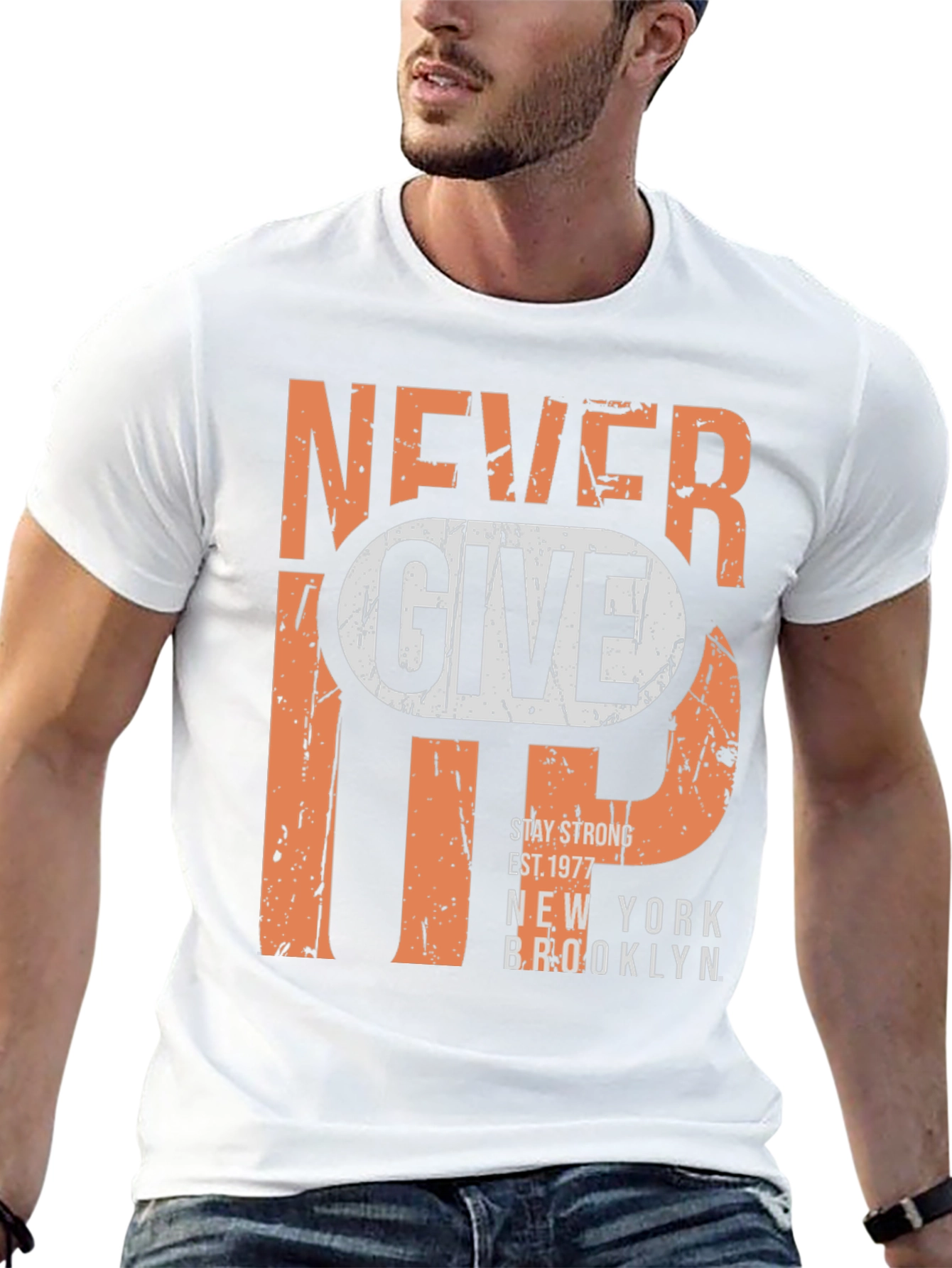 Never Give Up Graphic Tee - Mens T-Shirt
