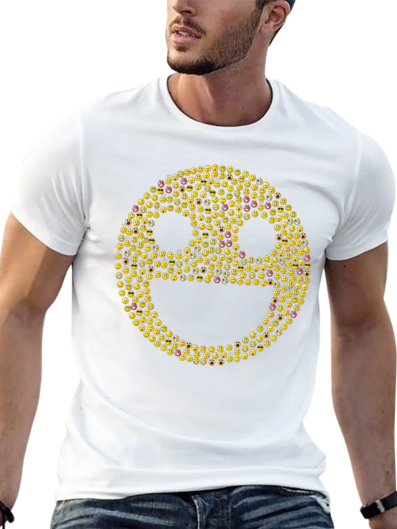 Emoji Smiley Face Graphic Tee - Black