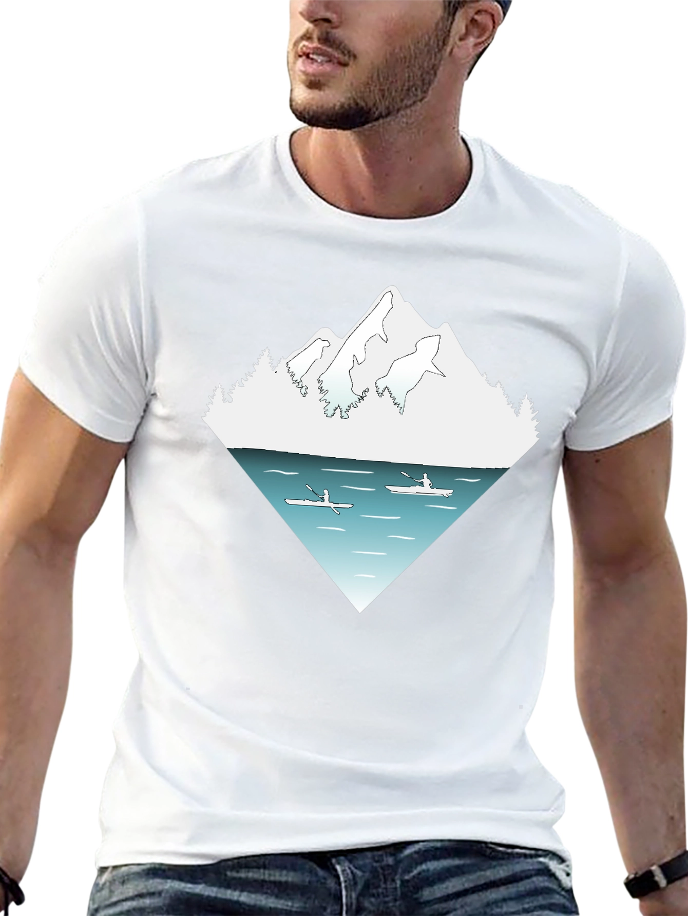 Mountain Lake Kayak Graphic Tee - Nature Adventure Shirt