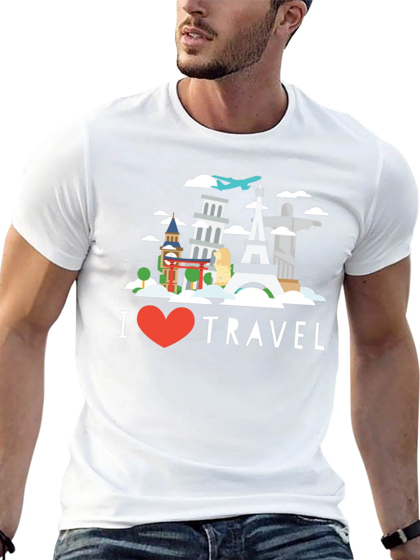 I Heart Travel Black Graphic T-Shirt