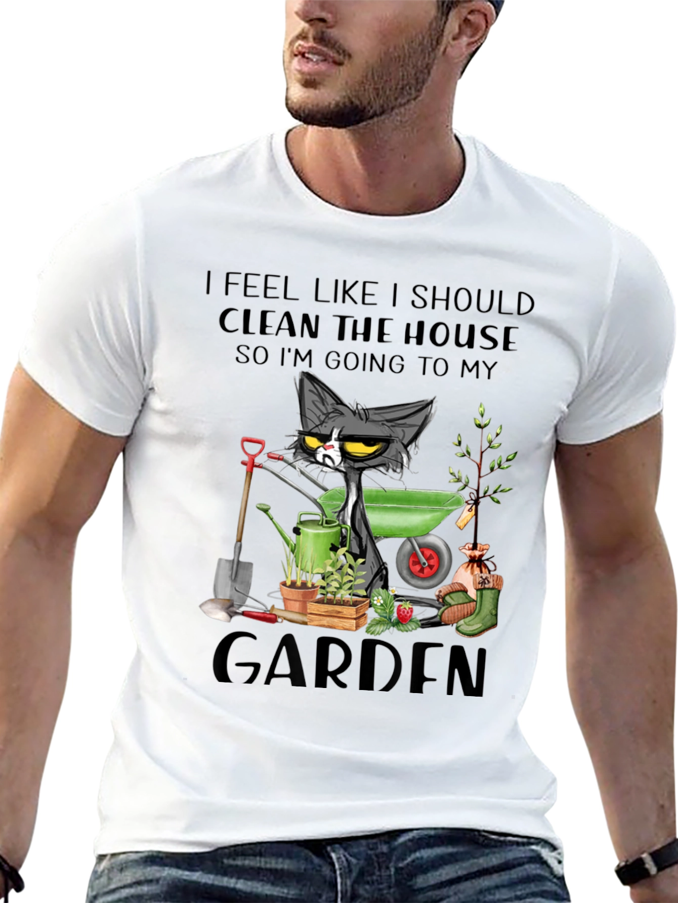 Funny Gardening Cat T-Shirt