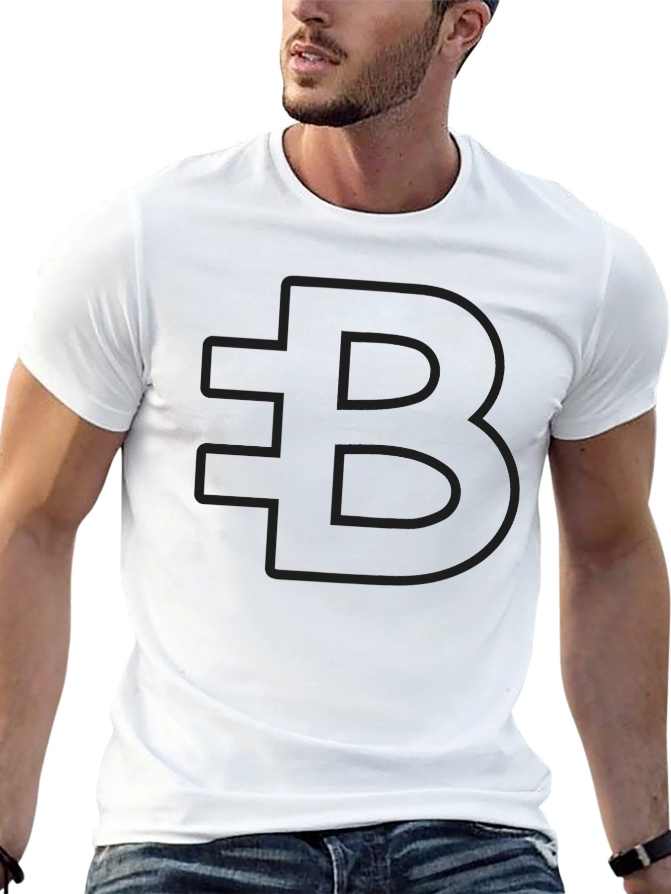 Bold Black T-Shirt with Subtly Outlined B Design