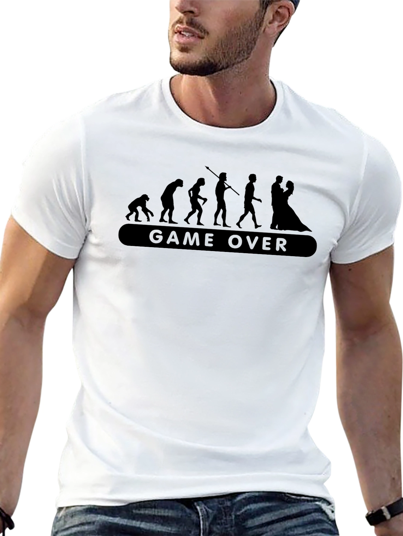 Game Over Evolution Funny Black T-Shirt