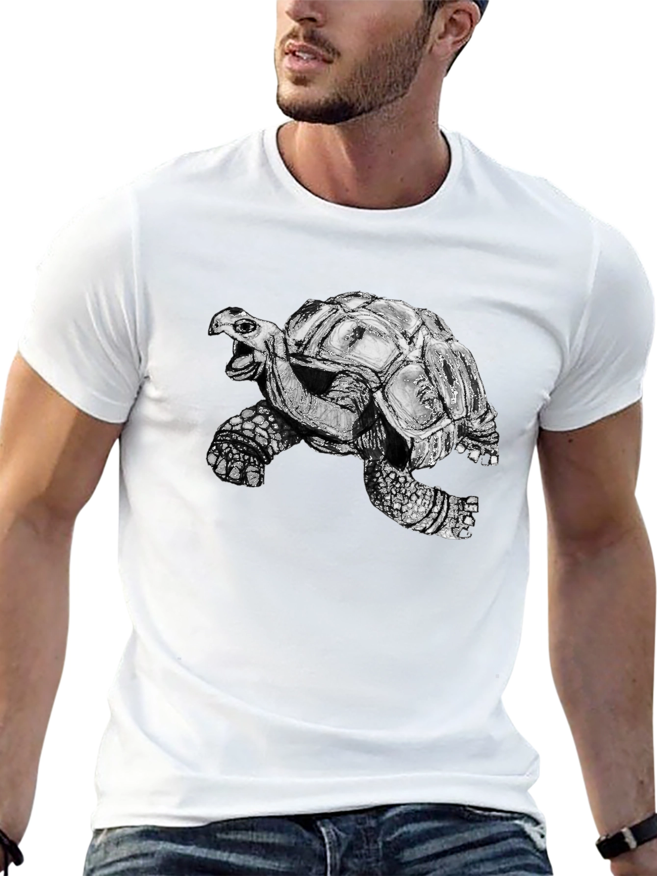 Turtle Graphic Tee - Black Cotton T-Shirt
