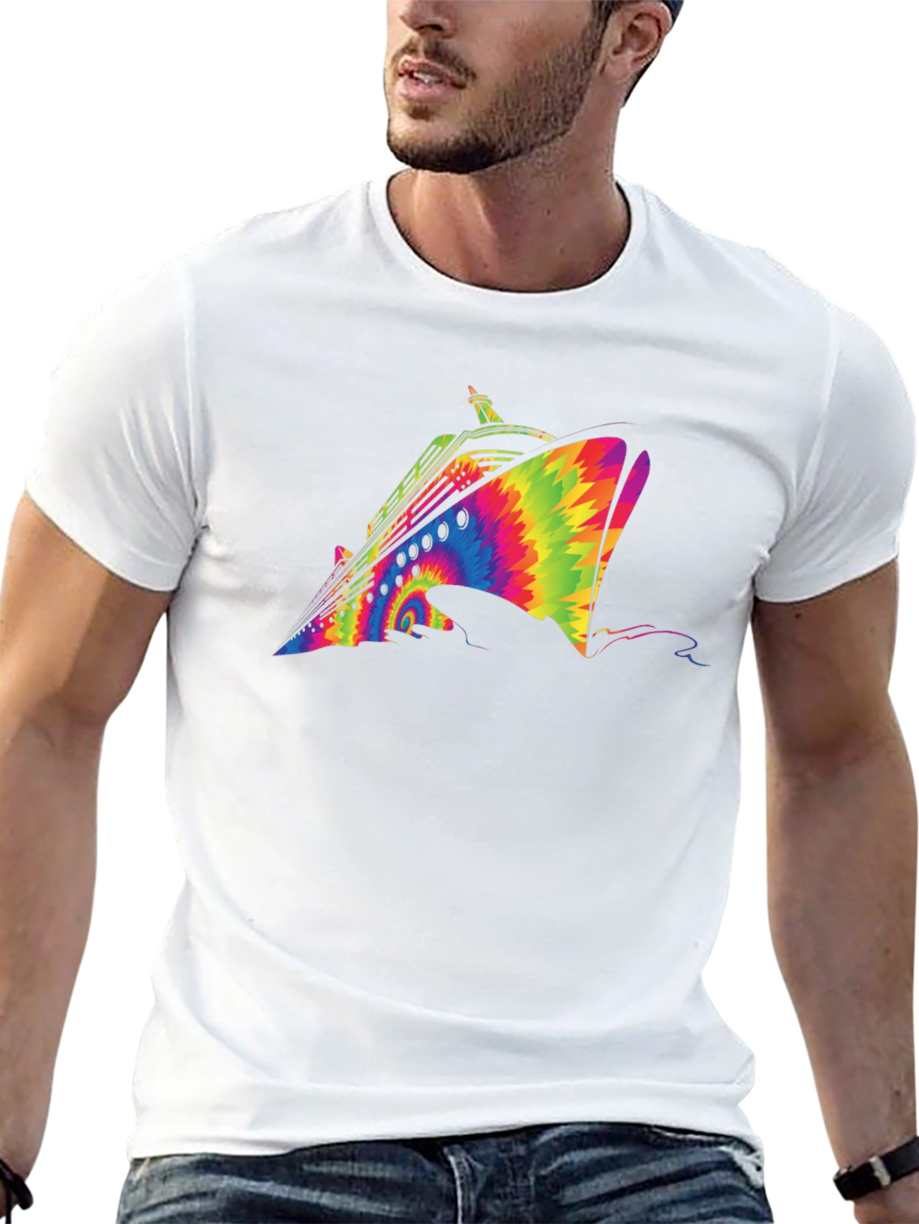 Tie-Dye Cruise Ship Graphic T-Shirt