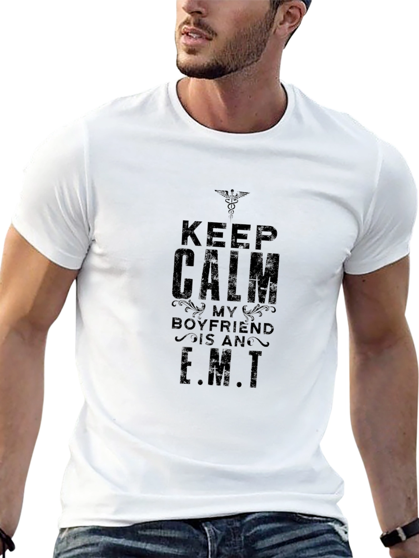 Keep Calm EMT Boyfriend Black T-Shirt