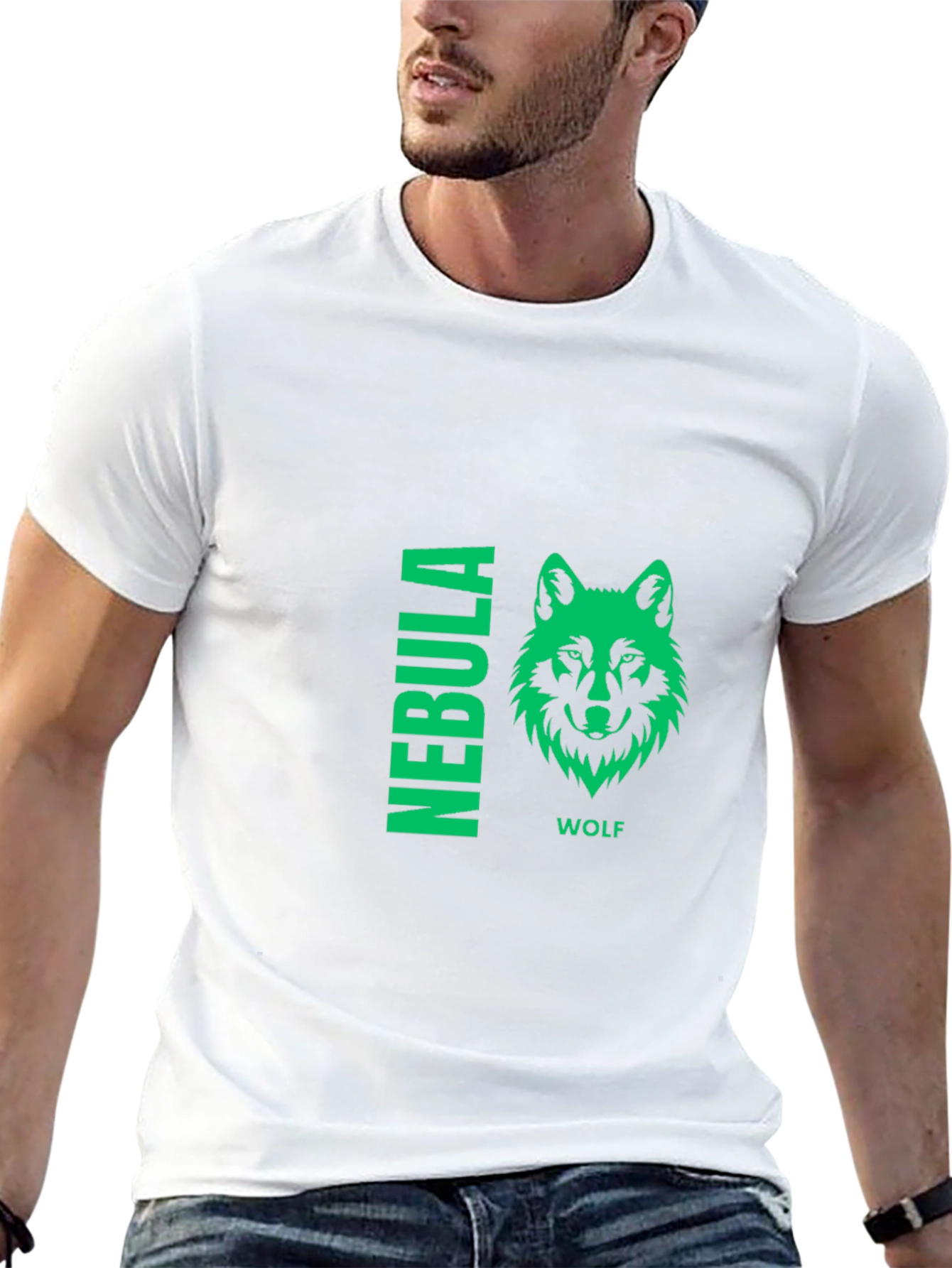 Nebula Wolf Graphic Print Black T-Shirt