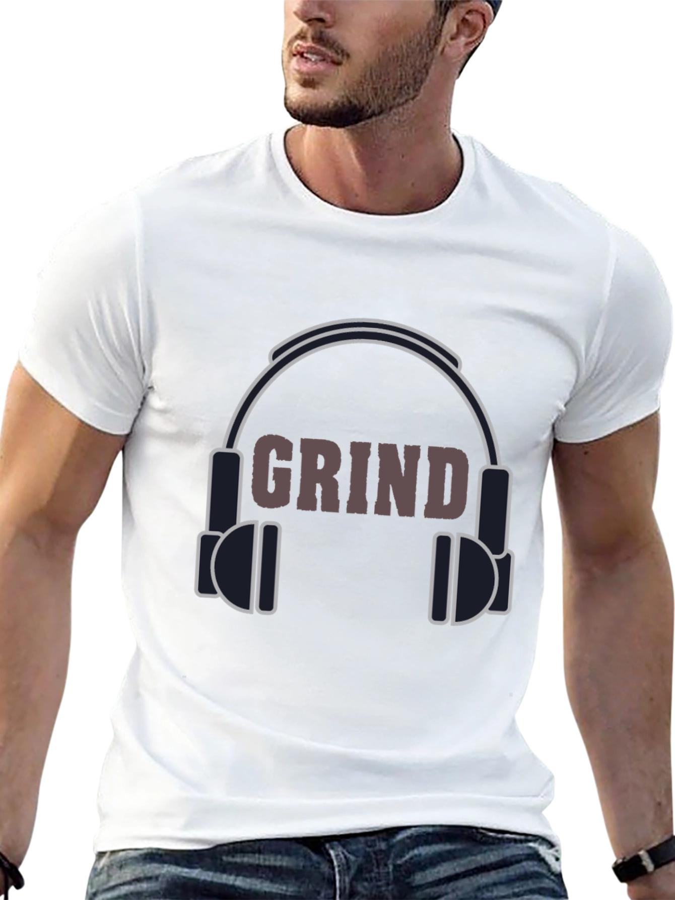 Grind Headphones Graphic Tee - Black Casual T-Shirt