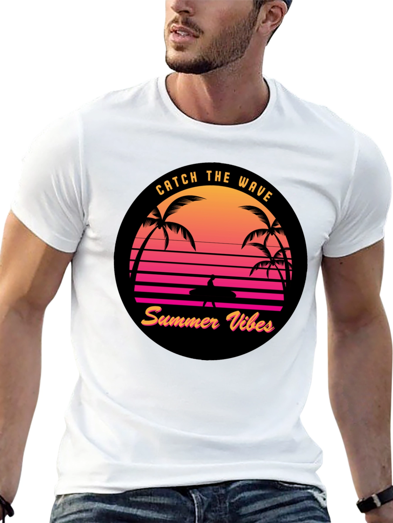 Retro Sunset Surfer T-Shirt