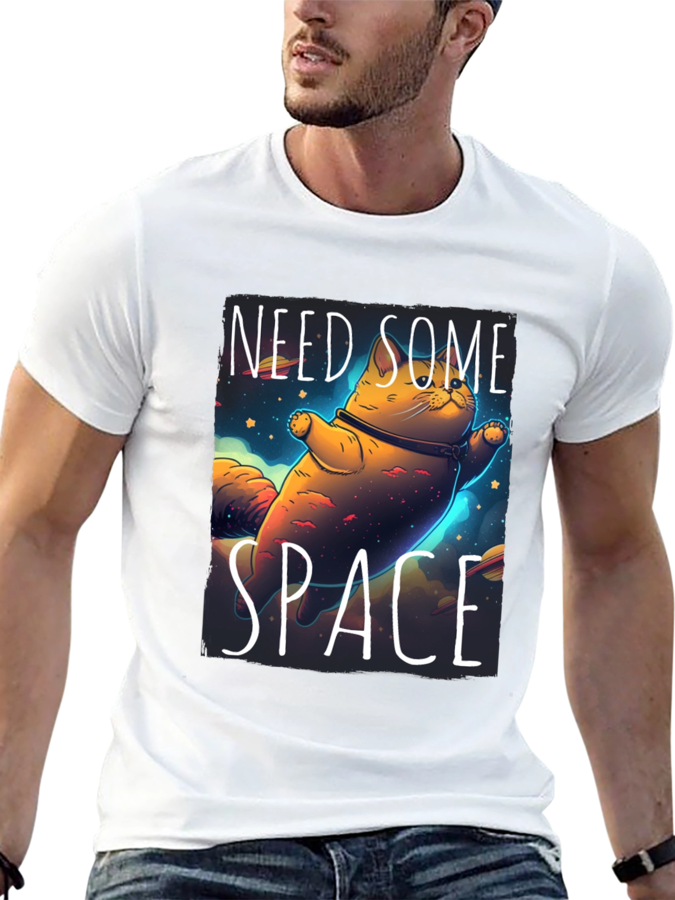 Need Some Space Cat T-Shirt - Black Unique Design