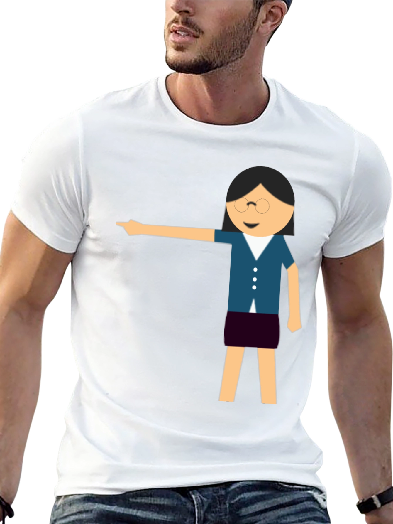 Funny Teacher Pointing Black T-Shirt