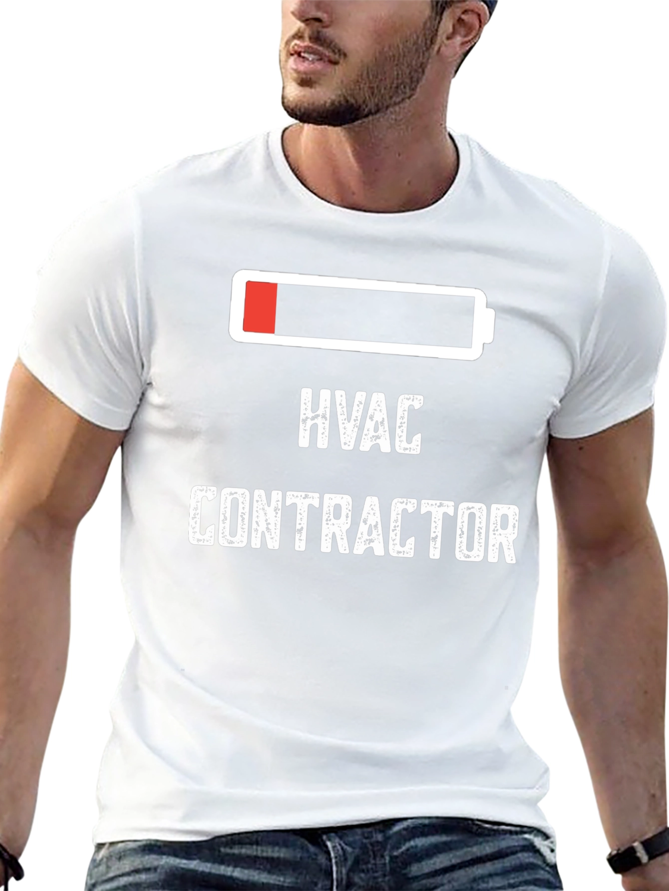 HVAC Contractor Low Battery Black T-Shirt