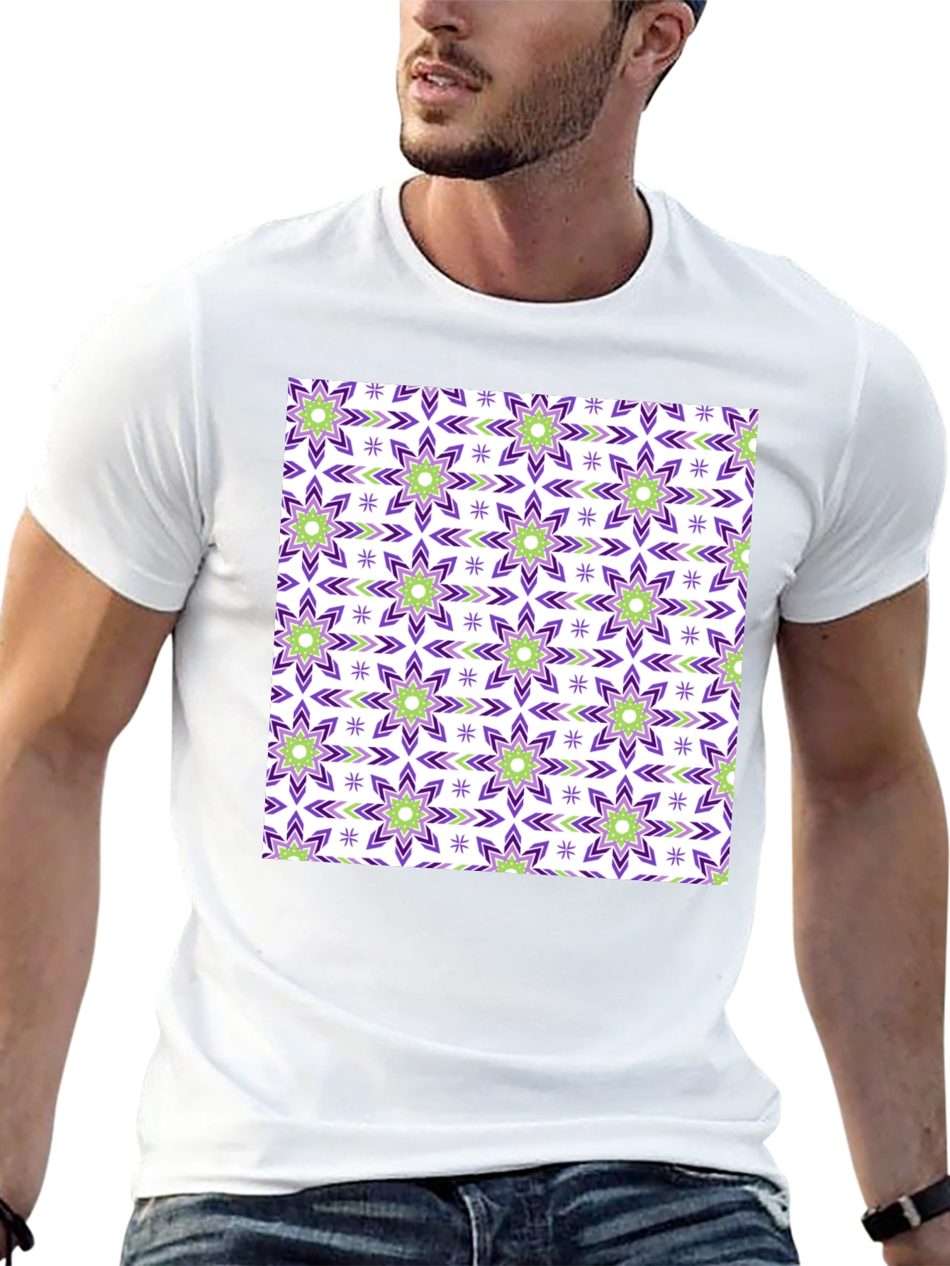 Patterned Crew Neck T-Shirt