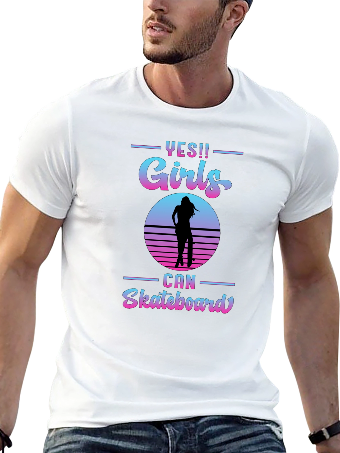Yes Girls Can Skateboard Graphic T-Shirt