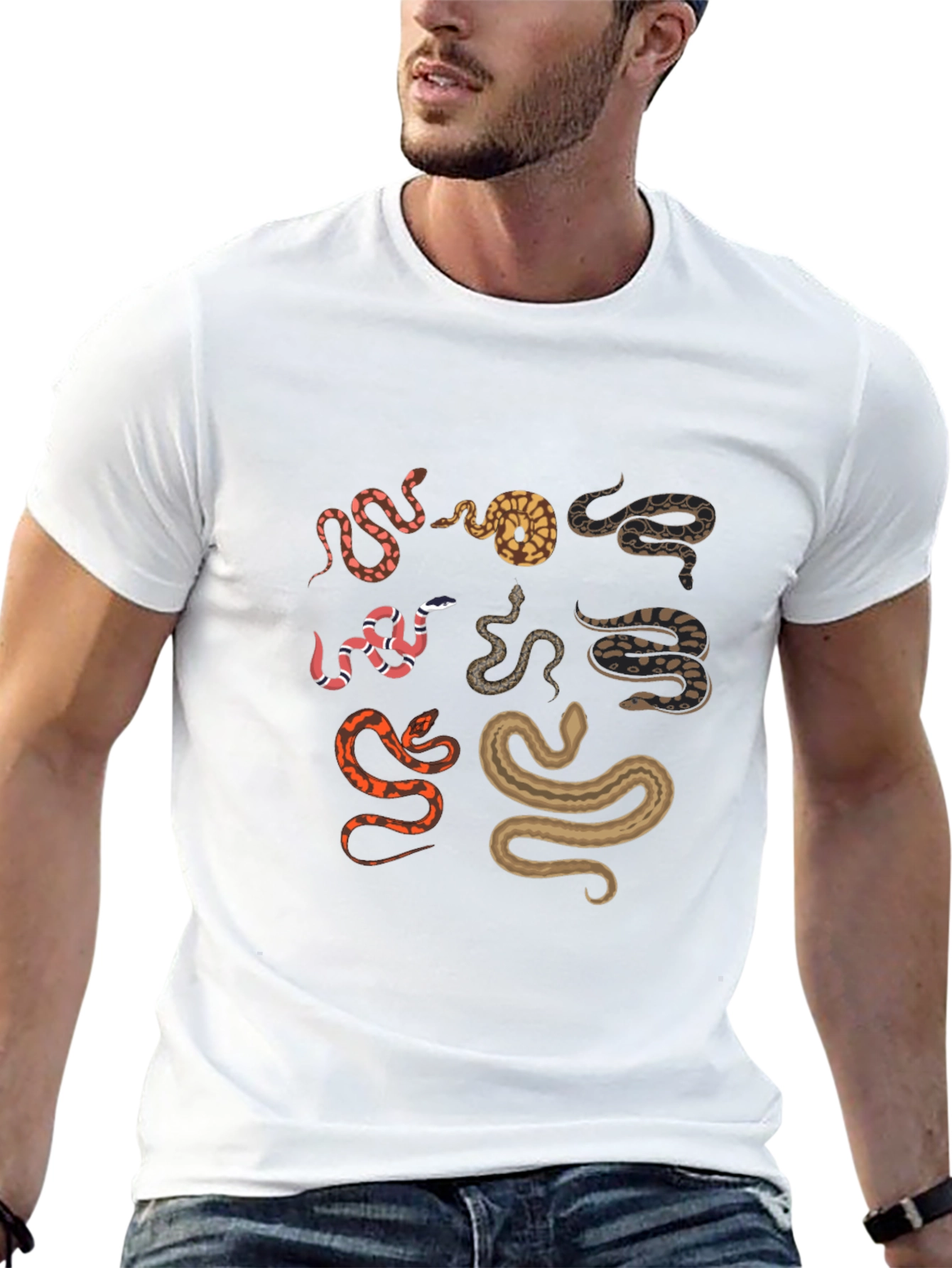 Snake Print Black T-Shirt