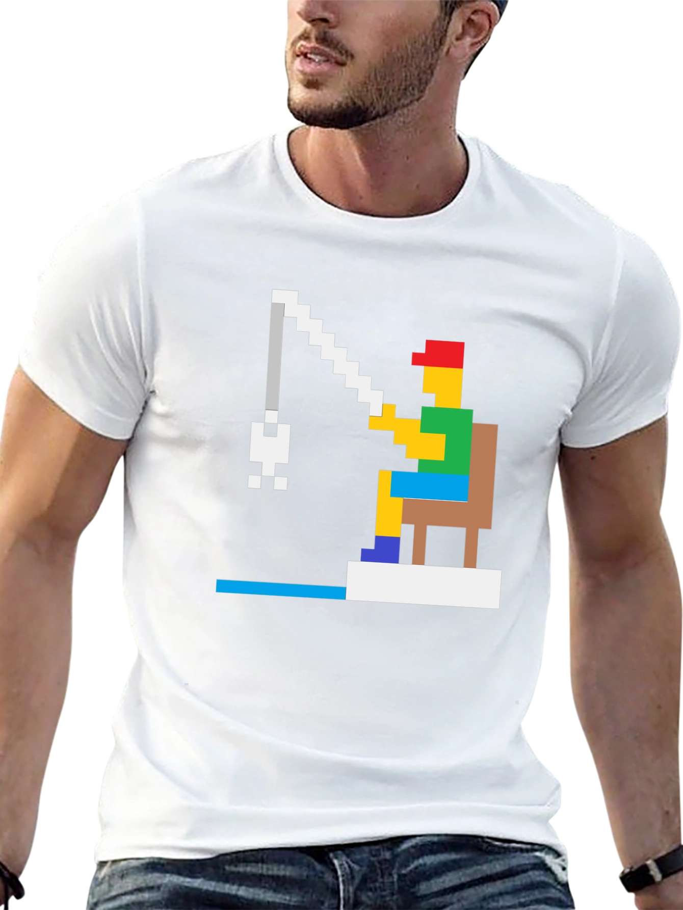 Retro 8-Bit Fishing T-Shirt - Gamer Style
