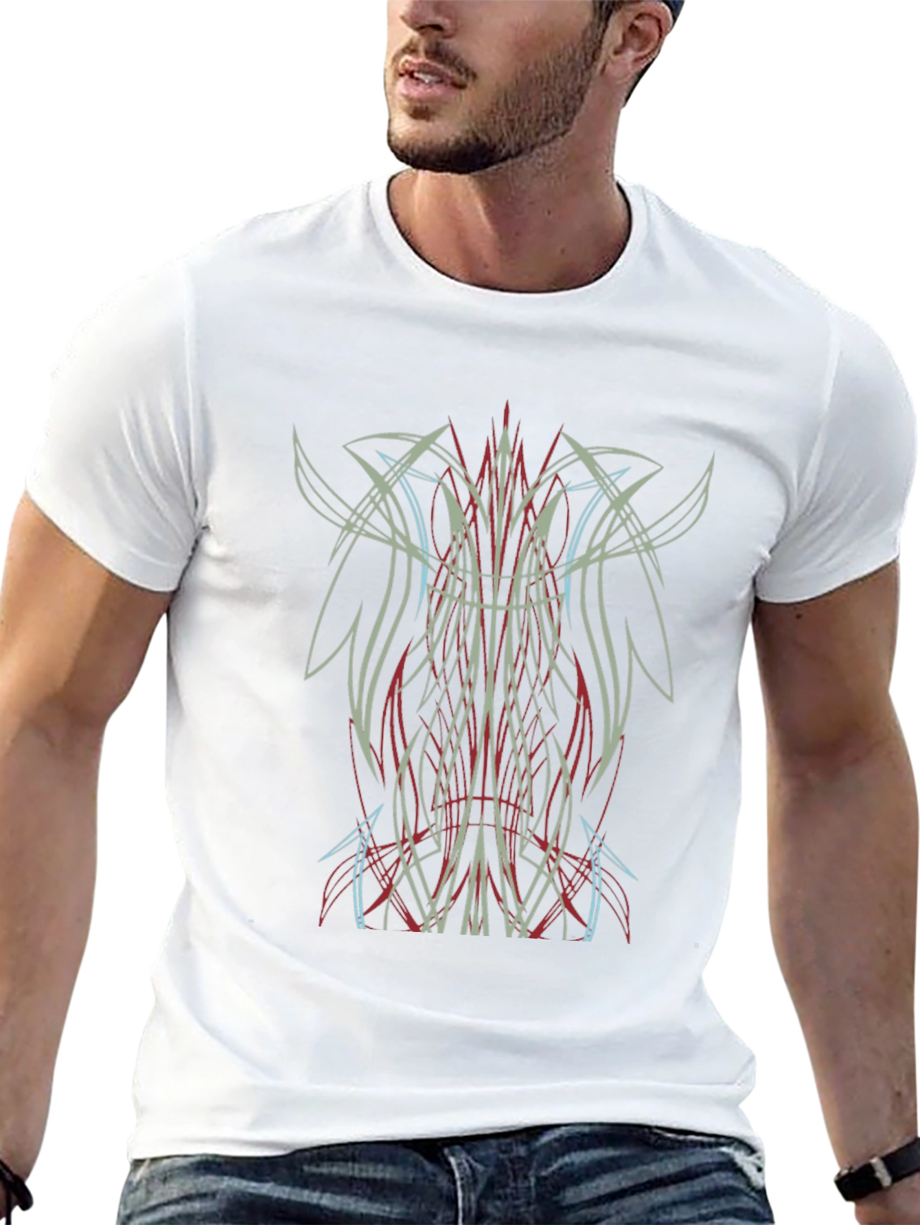 Cool Pinstripe Graphic Tee - Black