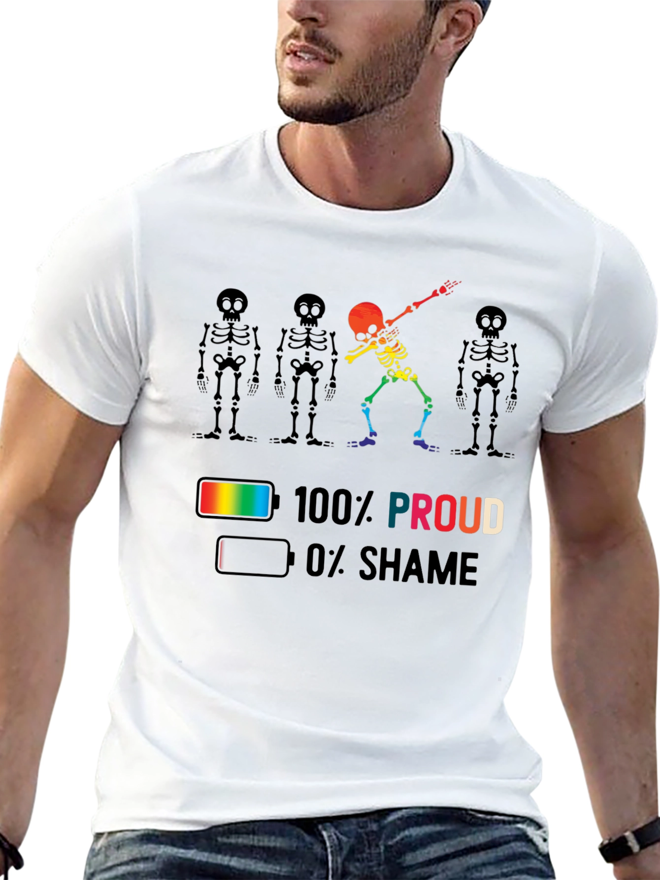 Pride Skeleton T-Shirt: 100% Proud LGBTQ Tee