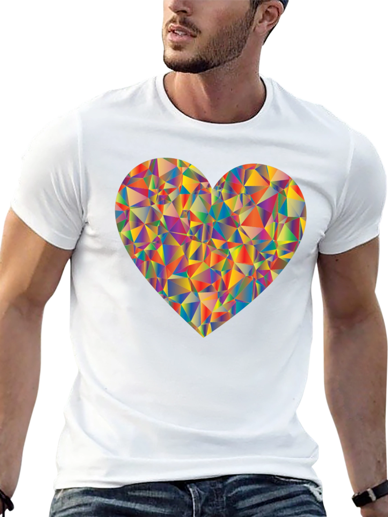 Geometric Heart Graphic Black T-Shirt
