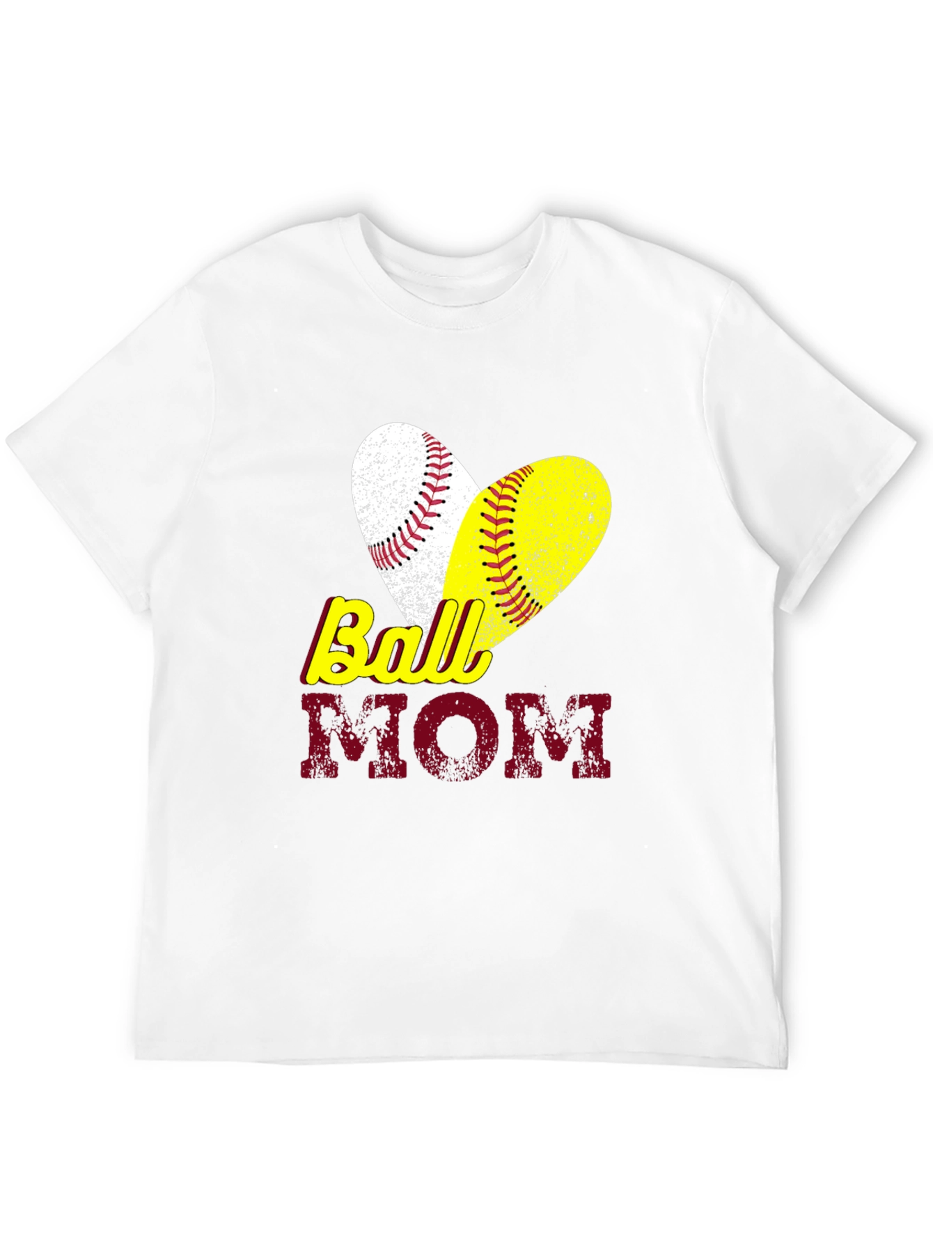 Ball Mom T-Shirt Baseball Softball Heart Graphic Tee