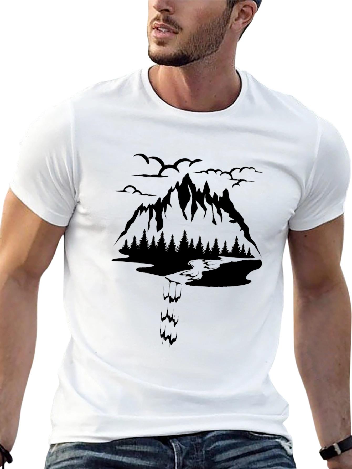 Mountain Graphic Black T-Shirt Nature Adventure