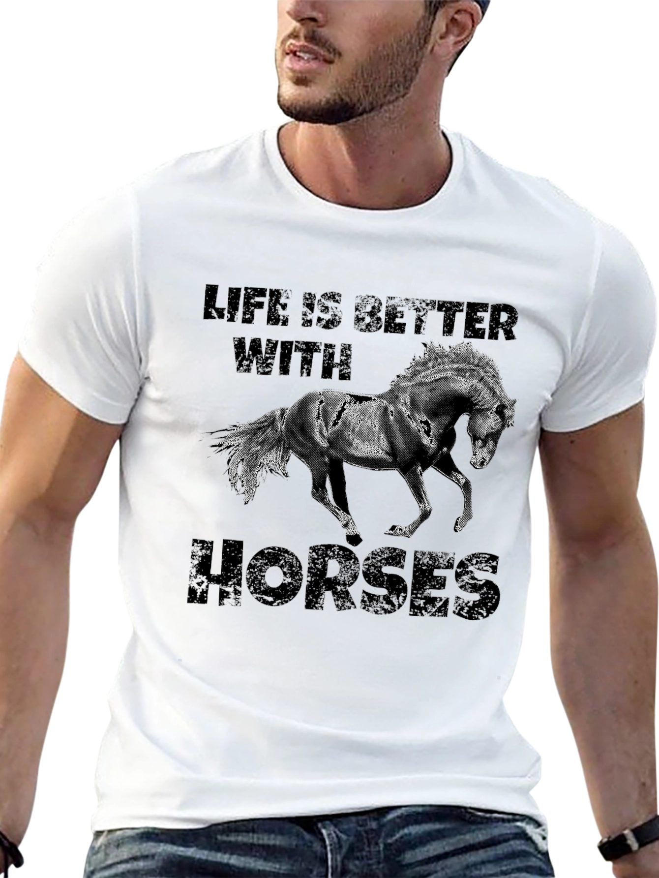 Life Is Better With Horses Black T-Shirt