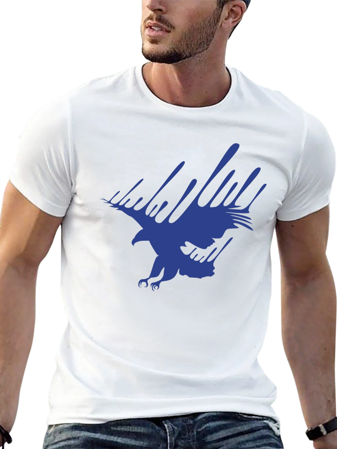 Bold Eagle Graphic Print Tee - Black