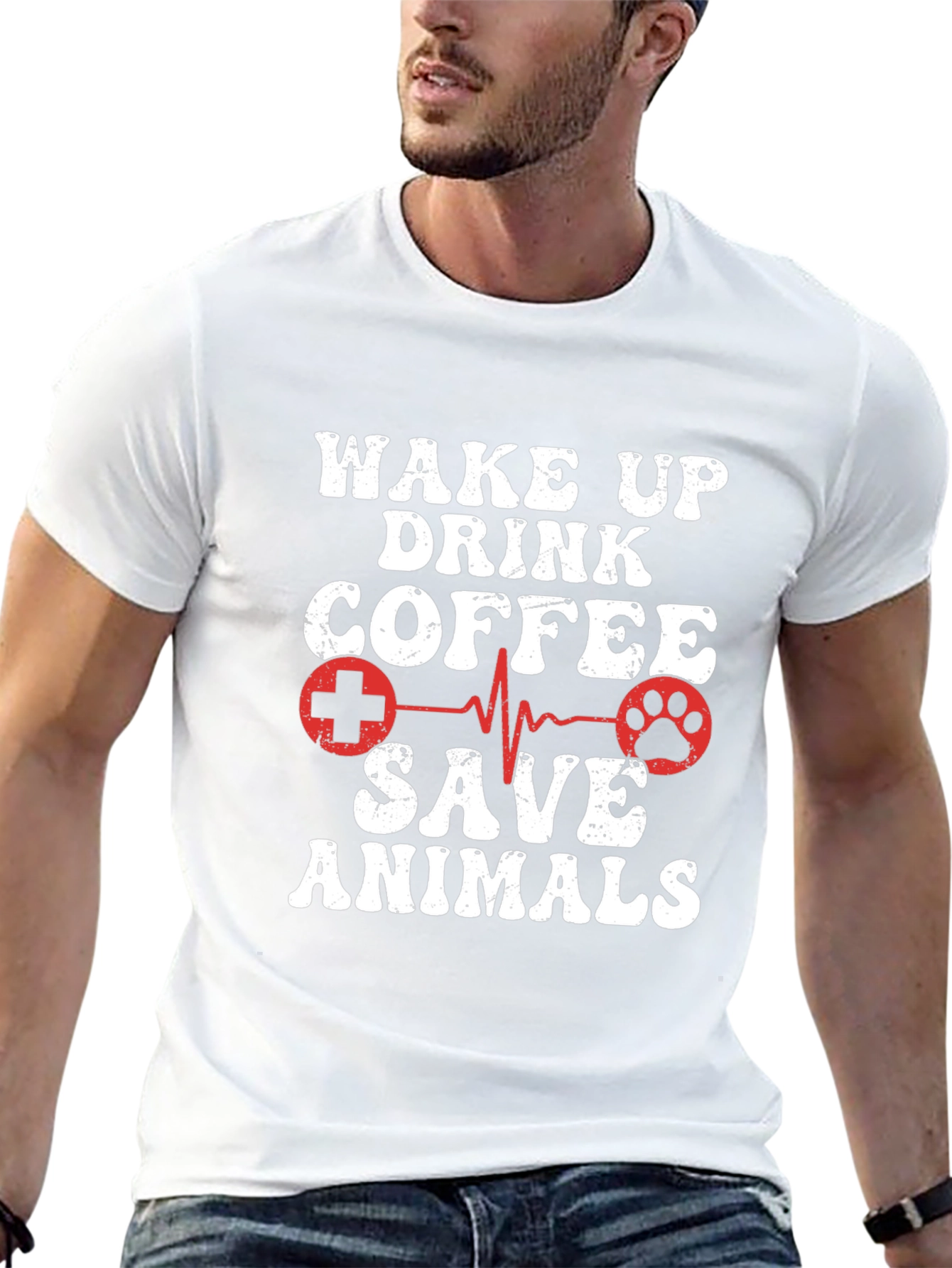 Wake Up Drink Coffee Save Animals Graphic Tee
