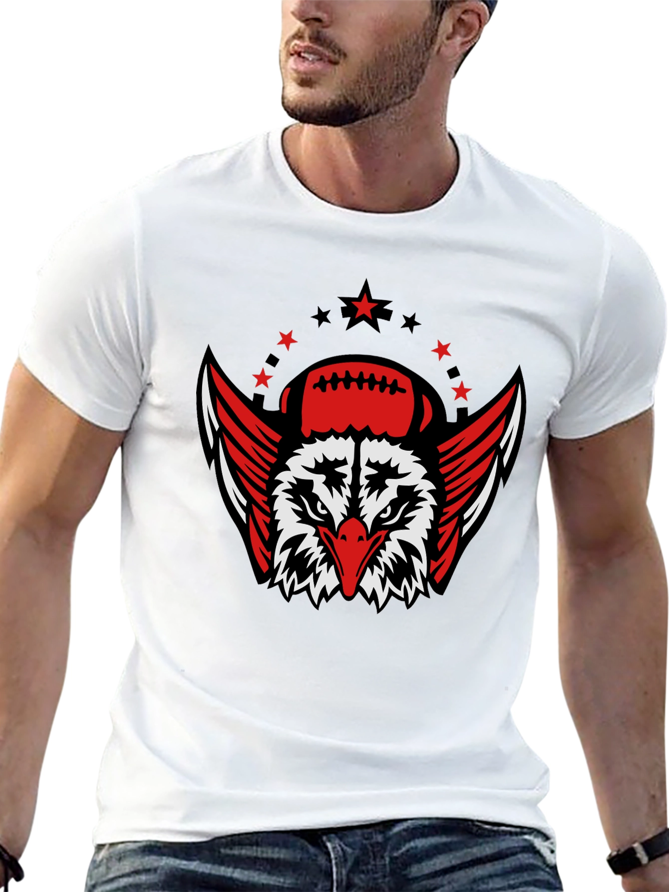 Eagle Football Graphic T-Shirt - Black
