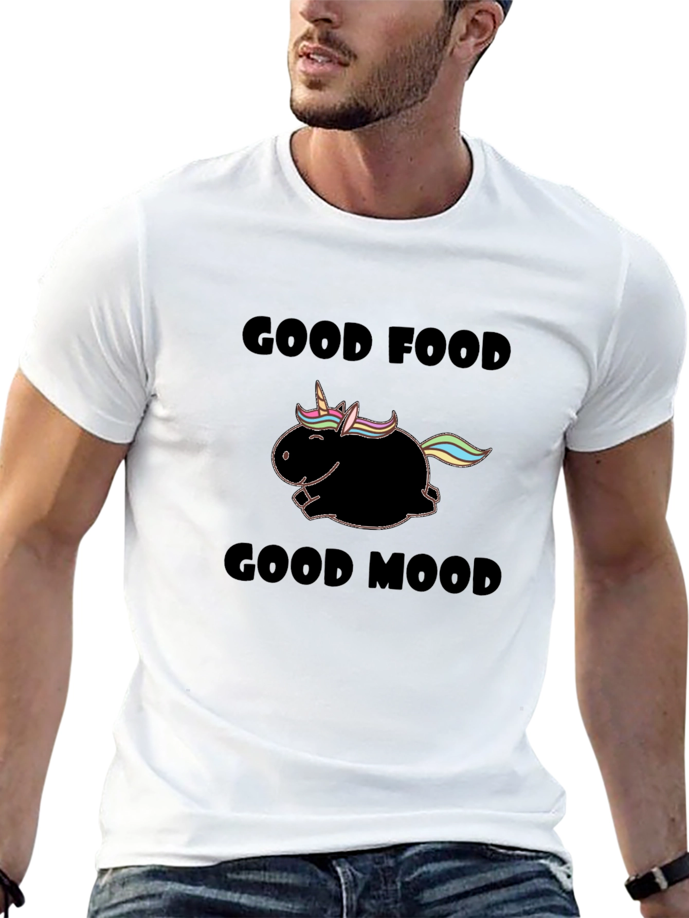 Good Food Good Mood Unisex Black T-Shirt