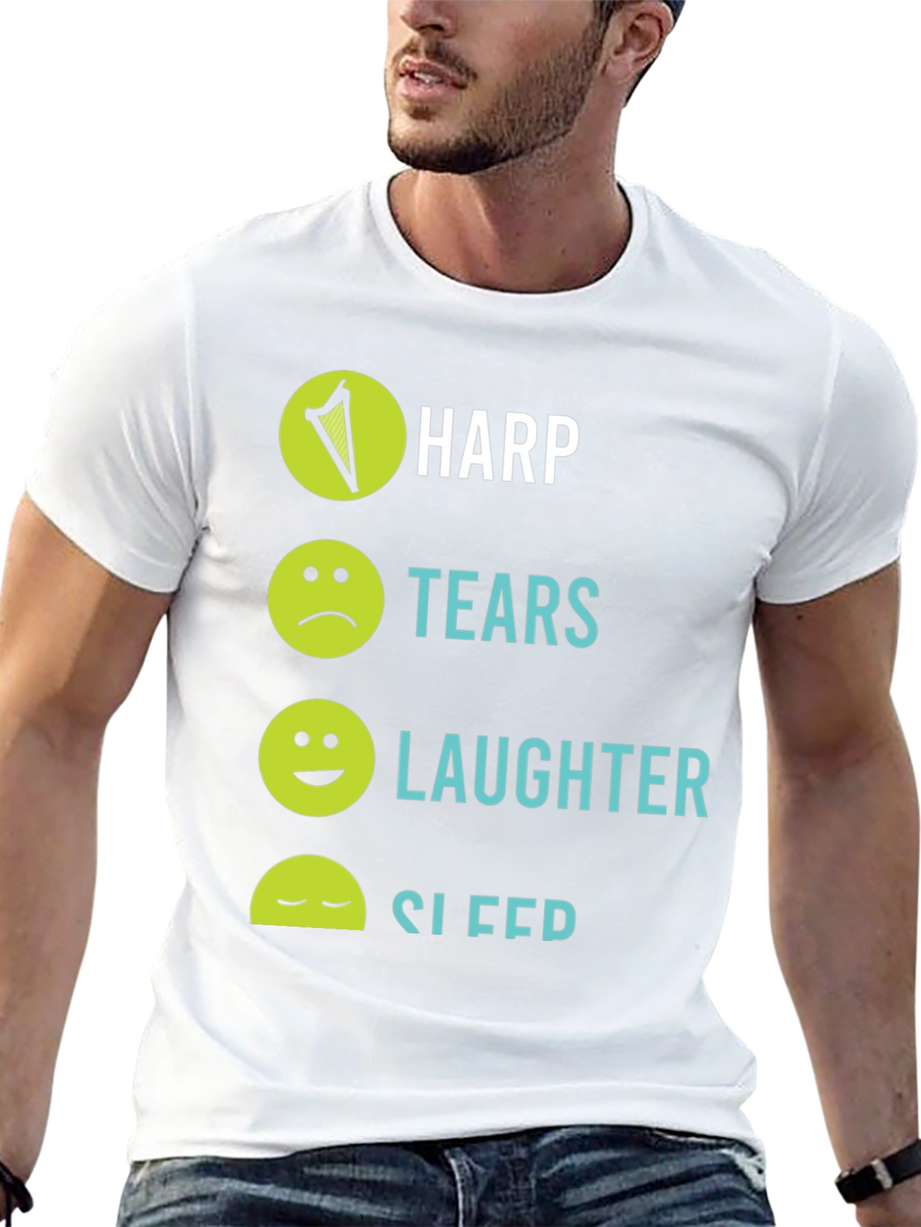 Harp Tears Laughter Sleep T-Shirt - Unique Graphic Tee