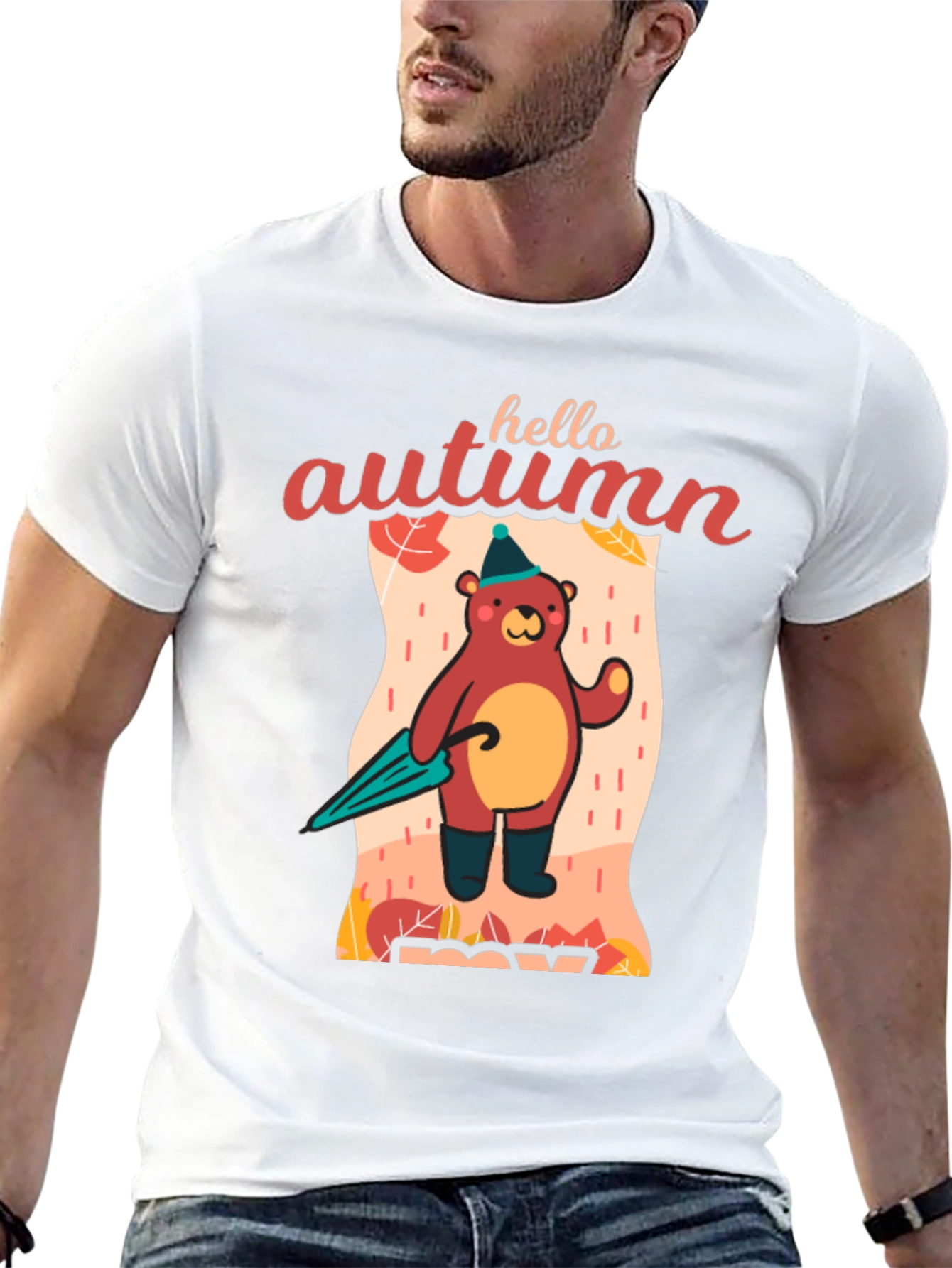 Hello Autumn Bear T-Shirt Fall Season Apparel