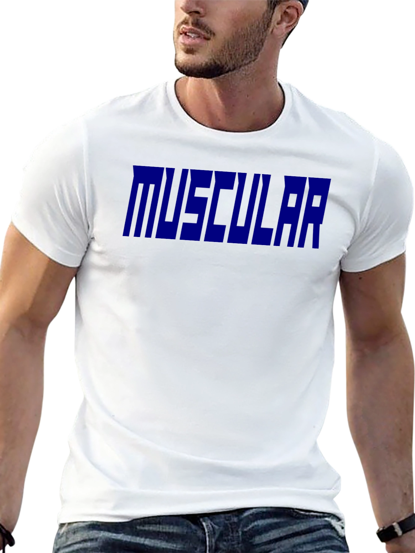 Muscular Graphic T-Shirt - Black Bold Print