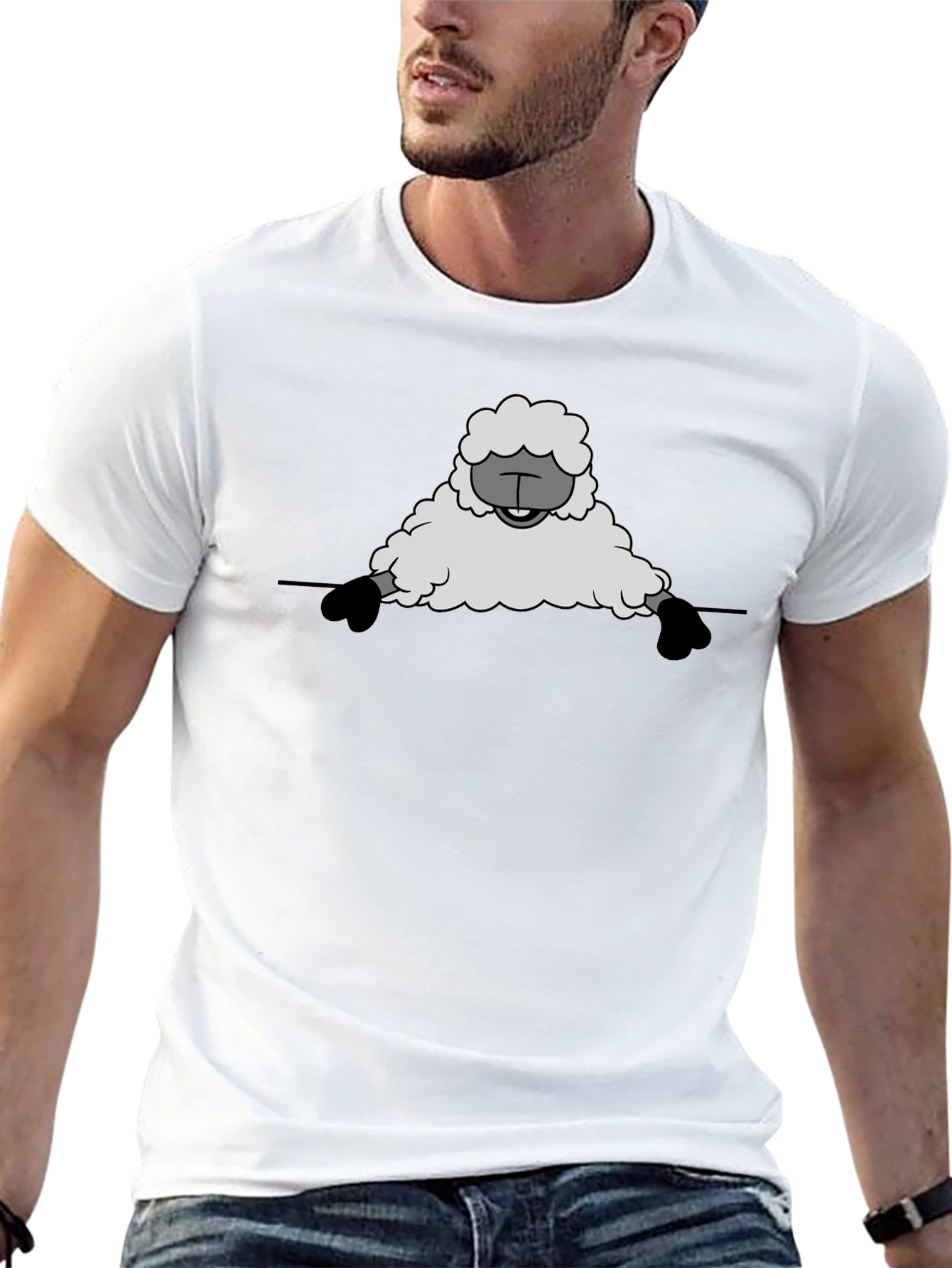 Funny Sheep Graphic Tee - Black Cotton T-Shirt