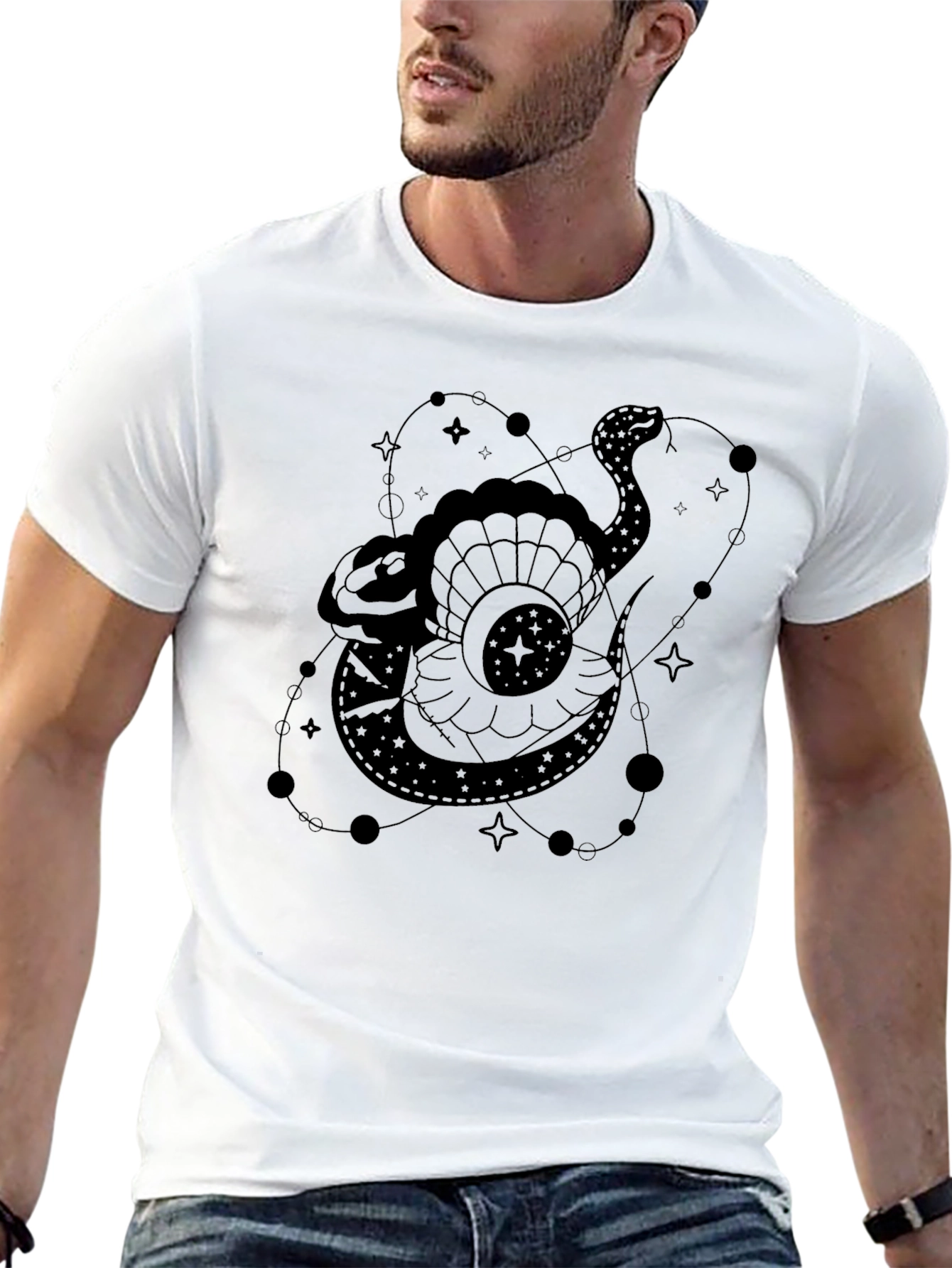 Celestial Snake Graphic Tee - Stylish Unisex T-Shirt