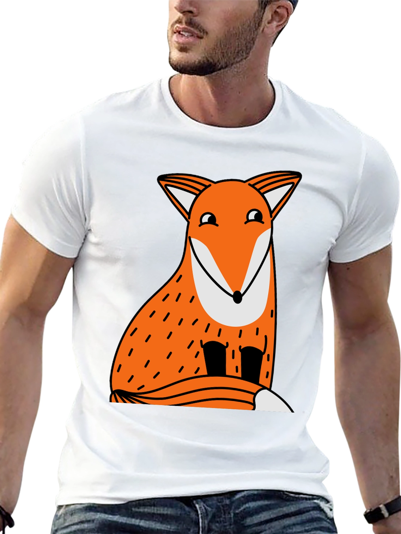 Funny Fox Graphic Tee - Black Cotton T-Shirt
