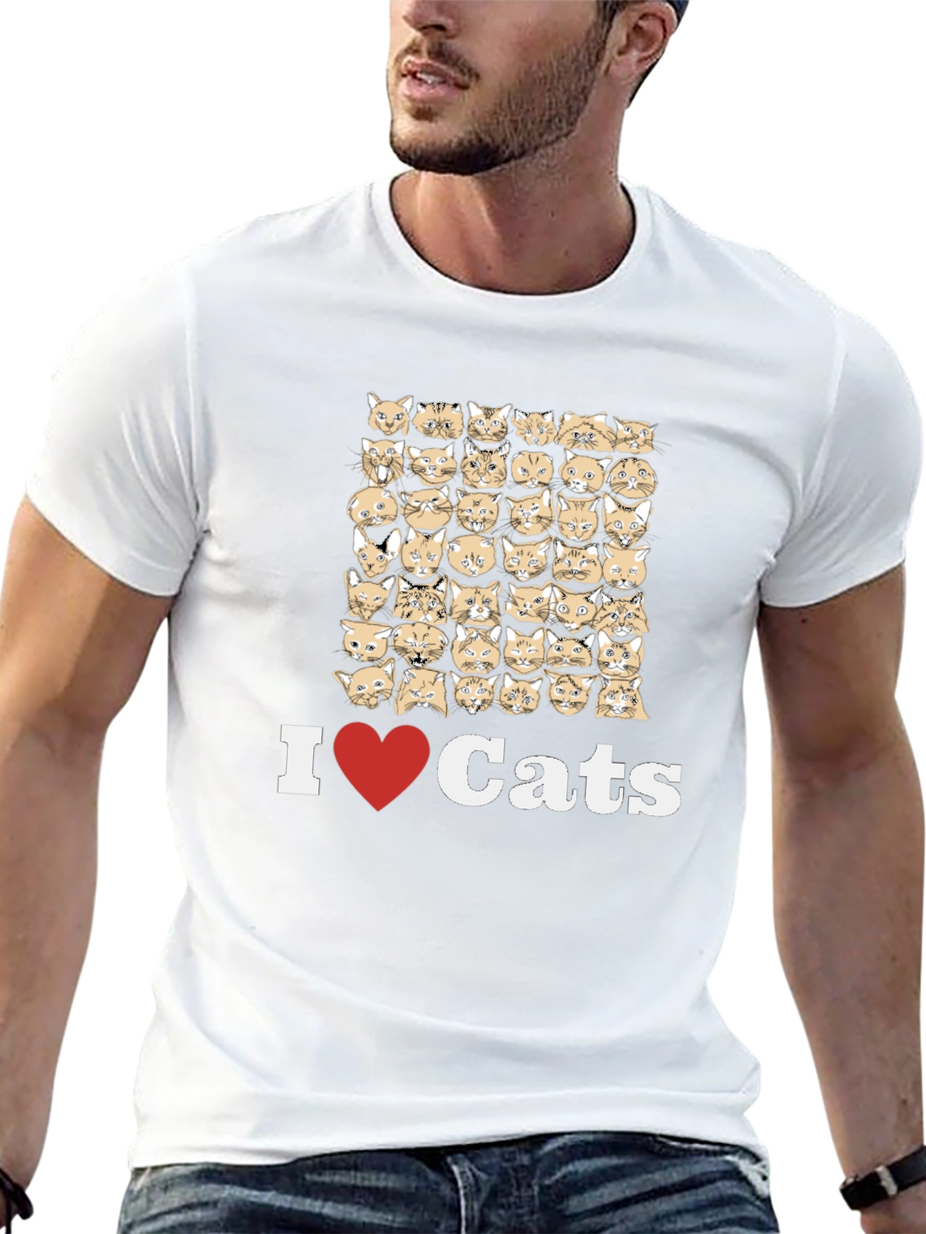 I Love Cats T-Shirt - Novelty Cat Design Tee