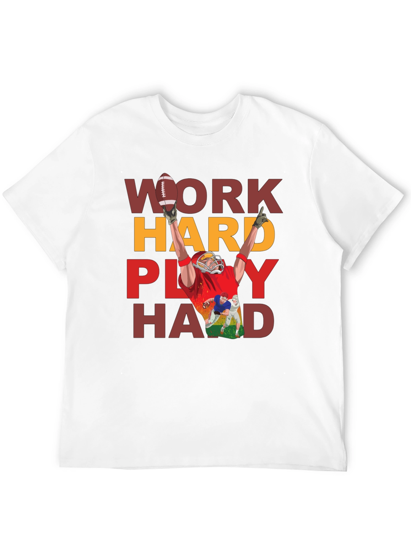 Work Hard Play Hard Football T-Shirt