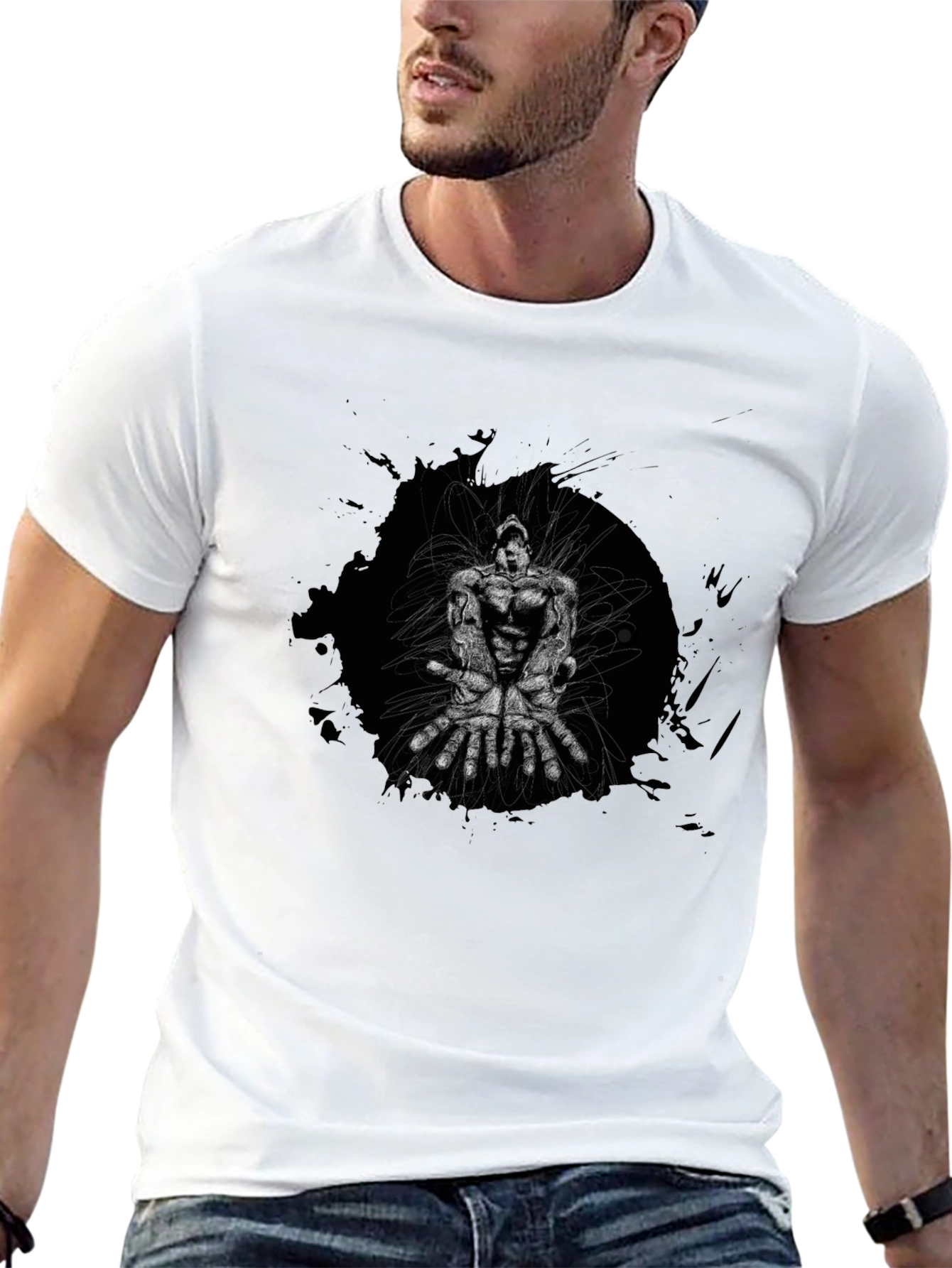 Graphic Print Black Crew Neck T-Shirt