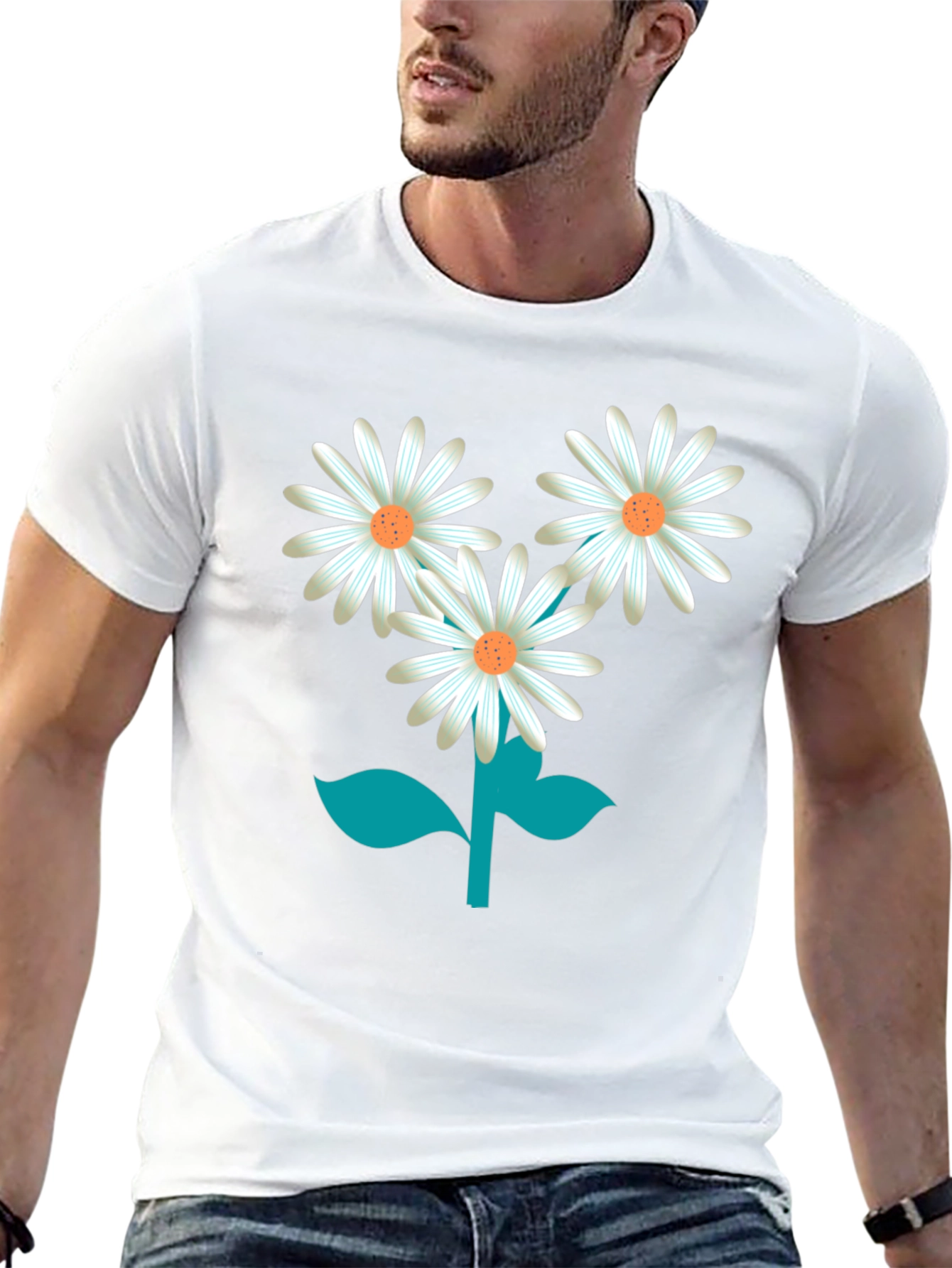 Daisy Flower Graphic Tee - Stylish Unisex Black T-Shirt