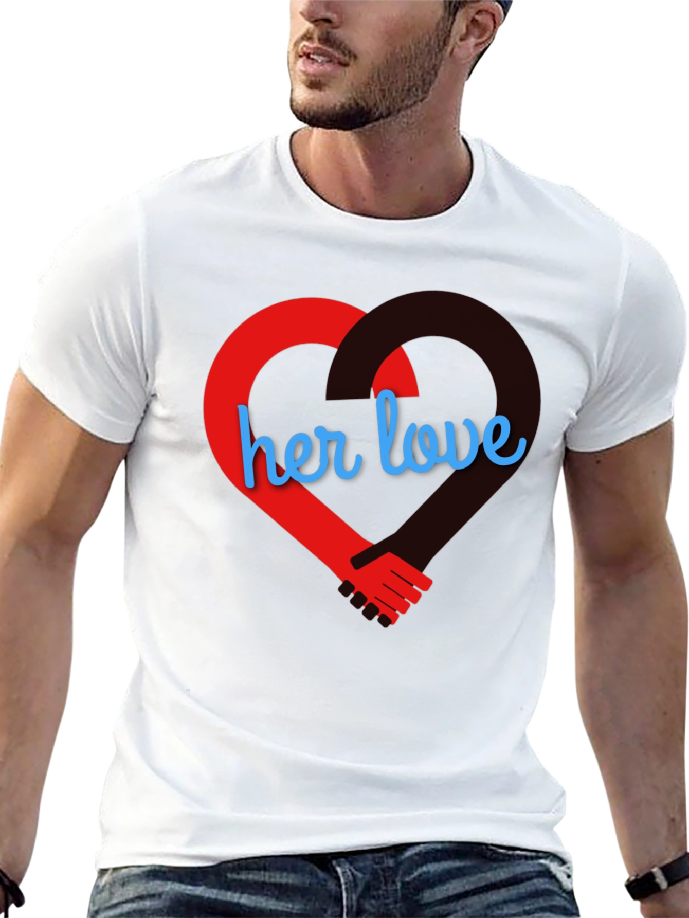 Her Love T-Shirt - Heart Handshake Graphic Tee