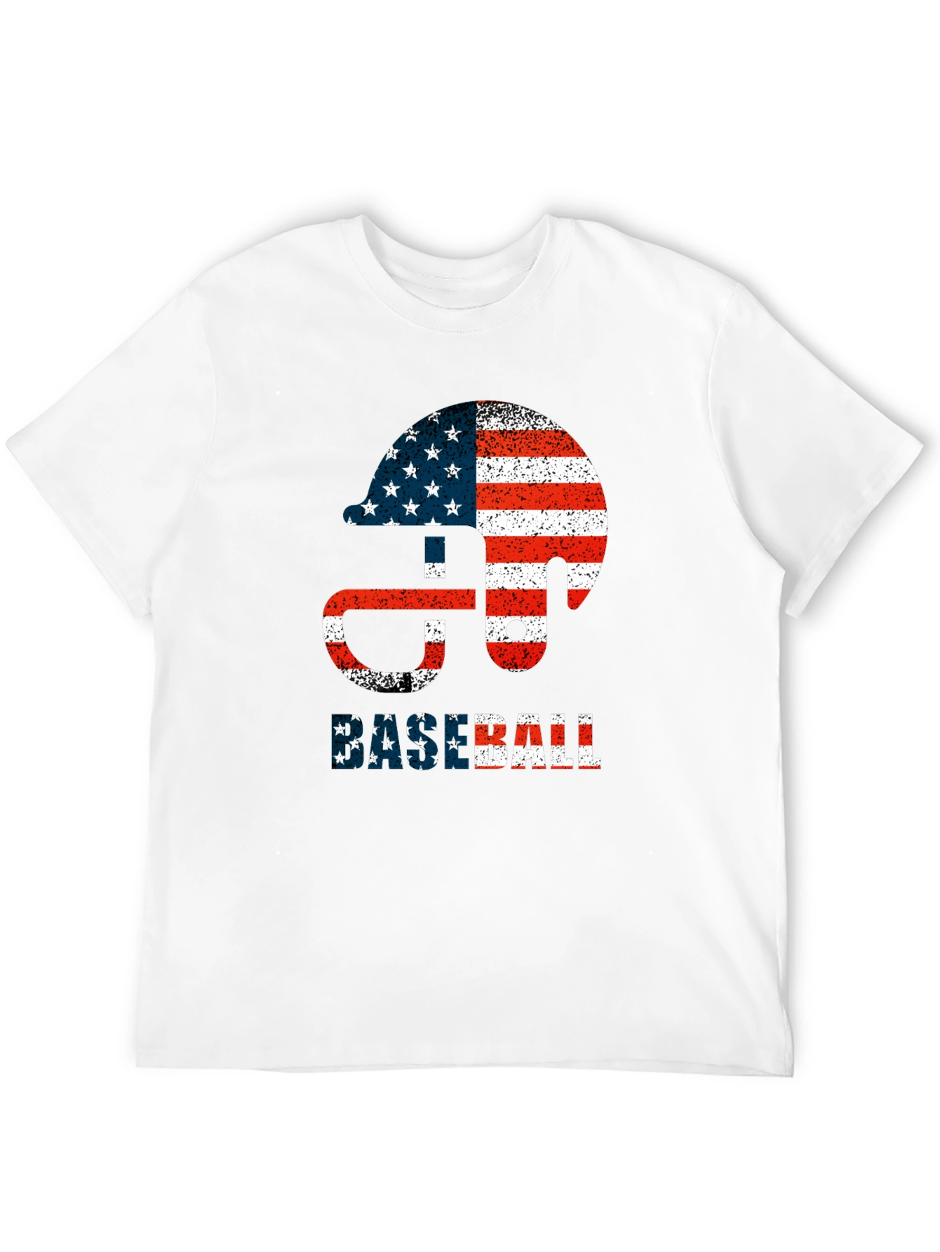 Baseball Helmet USA Flag Graphic T-Shirt