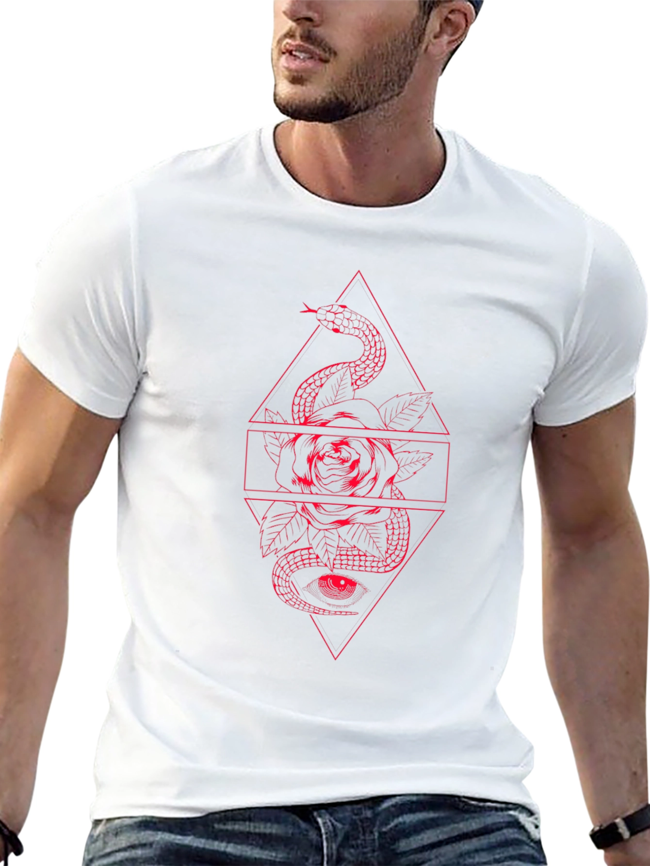 Snake & Rose Graphic Tee - Edgy Black T-Shirt