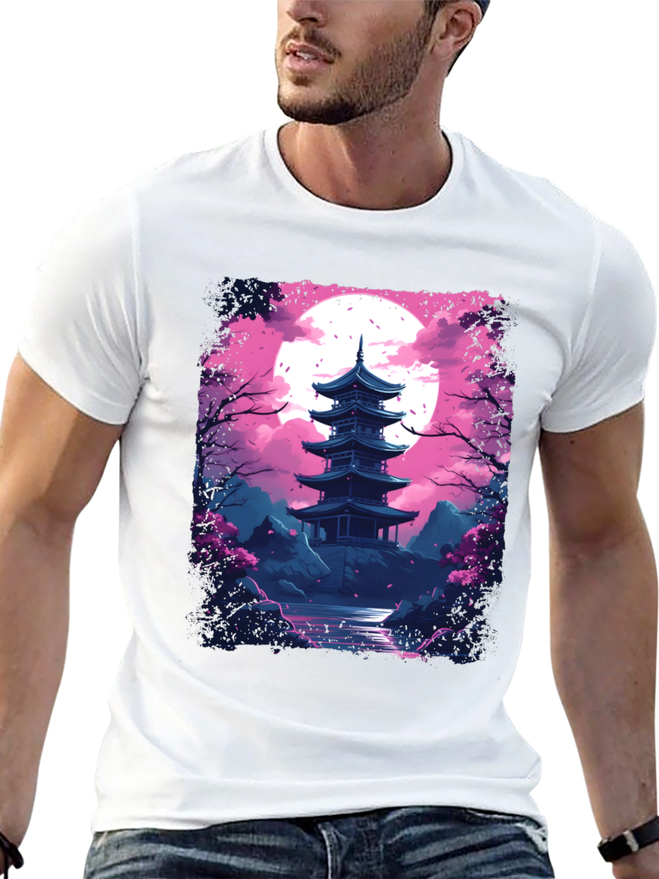 Japanese Pagoda T-Shirt - Artistic Graphic Tee