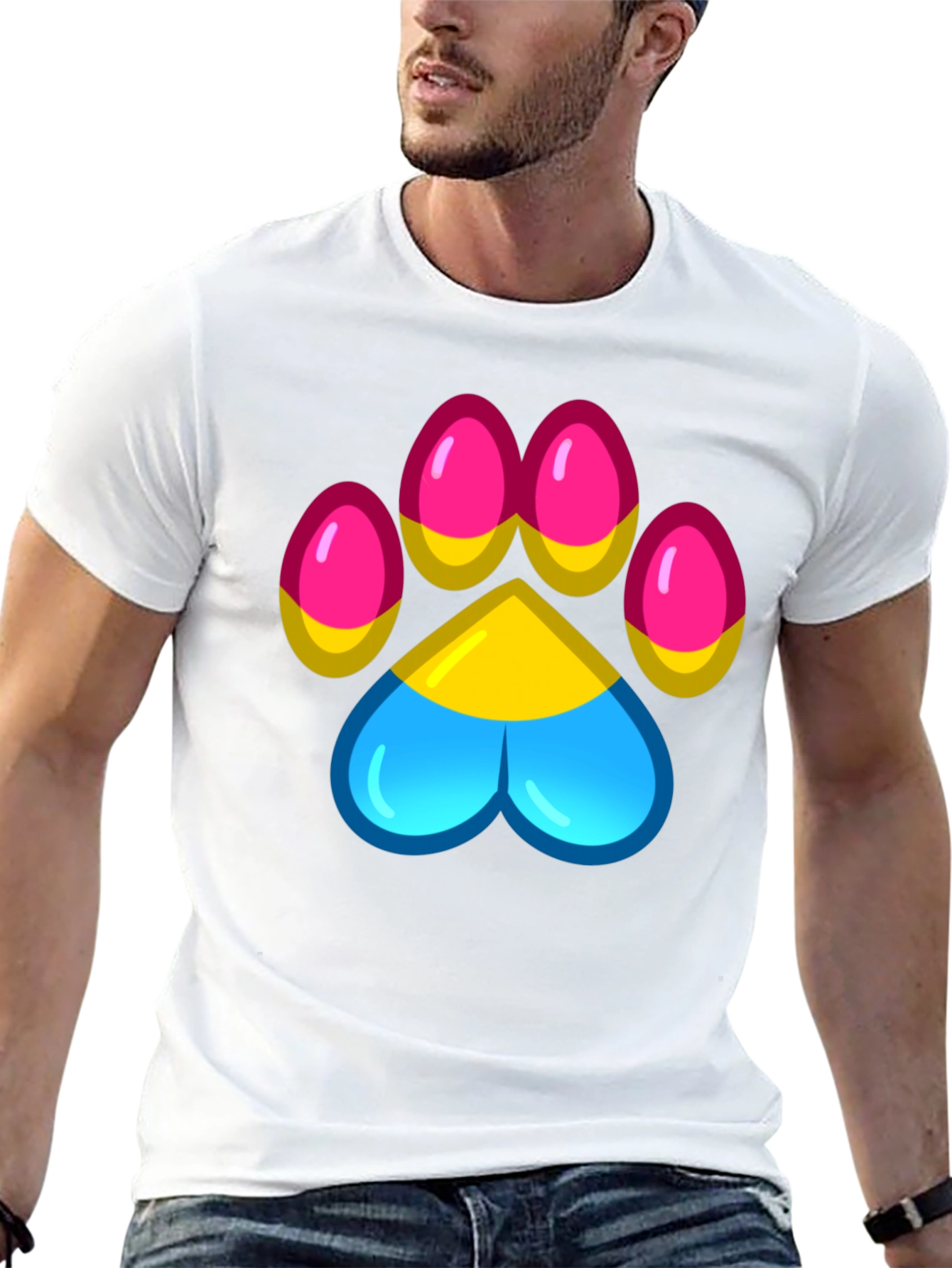 Pansexual Pride Paw Print T-Shirt
